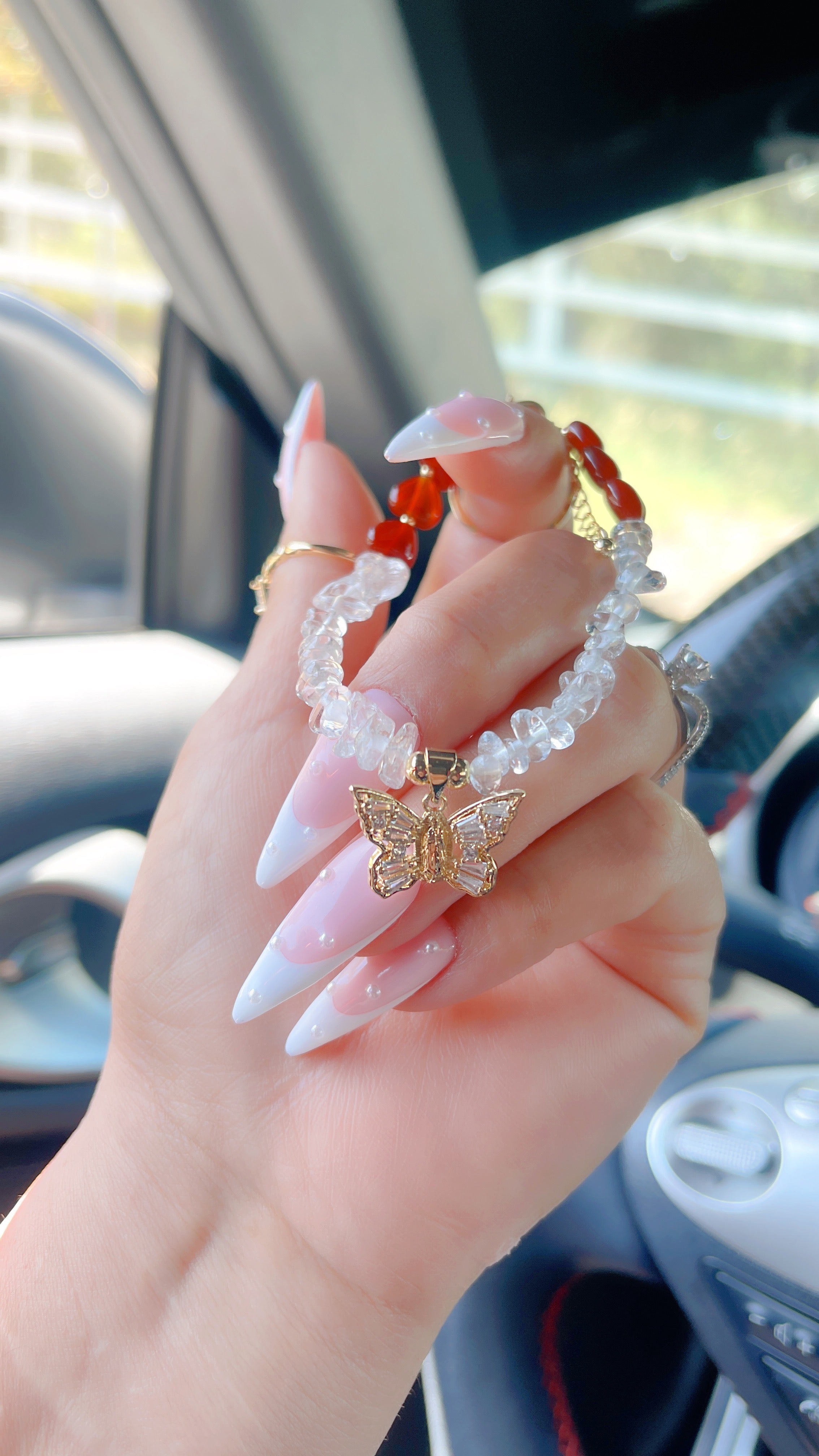 Clear Quartz & Carnelian Mary Bracelet