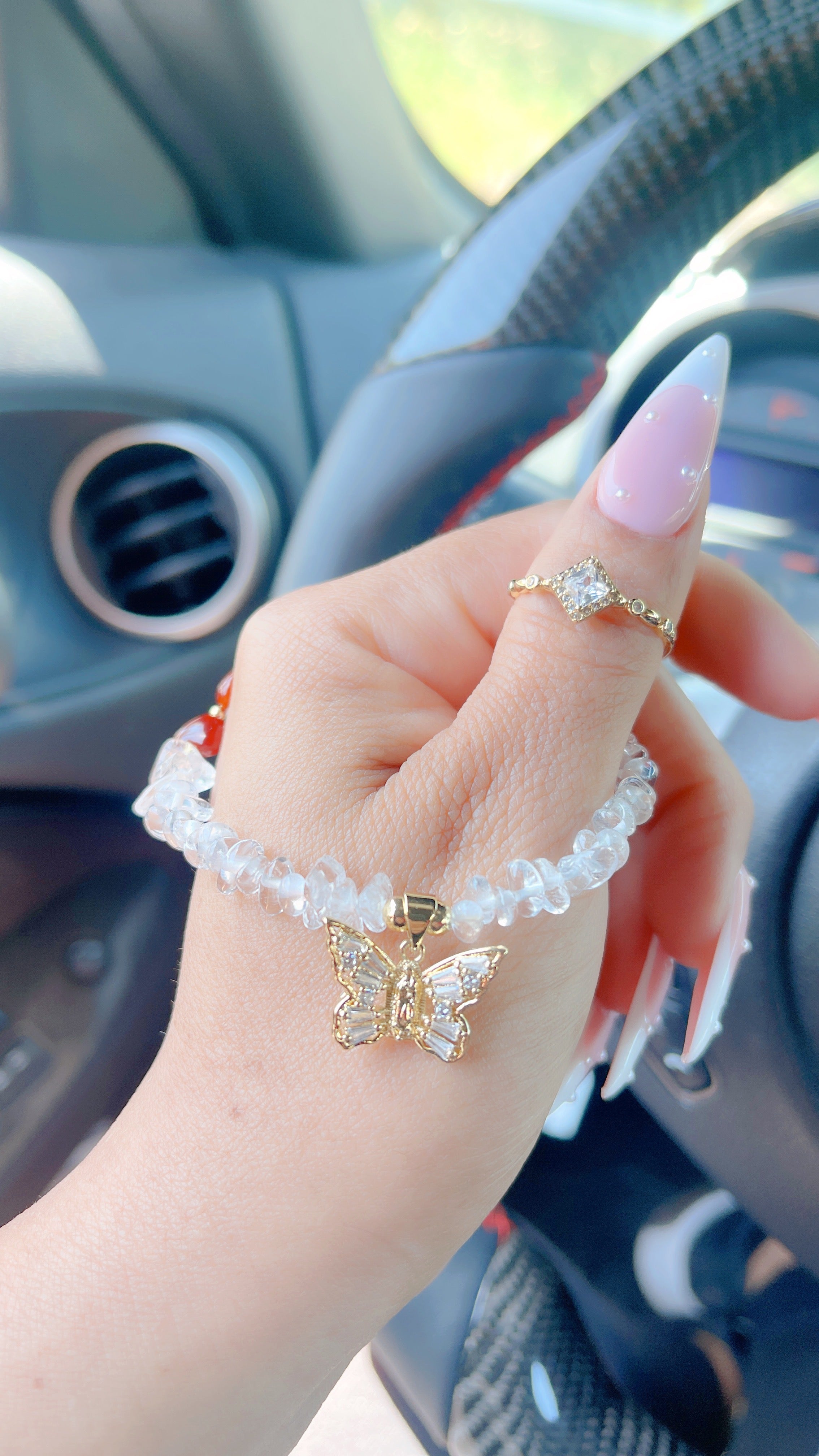 Clear Quartz & Carnelian Mary Bracelet