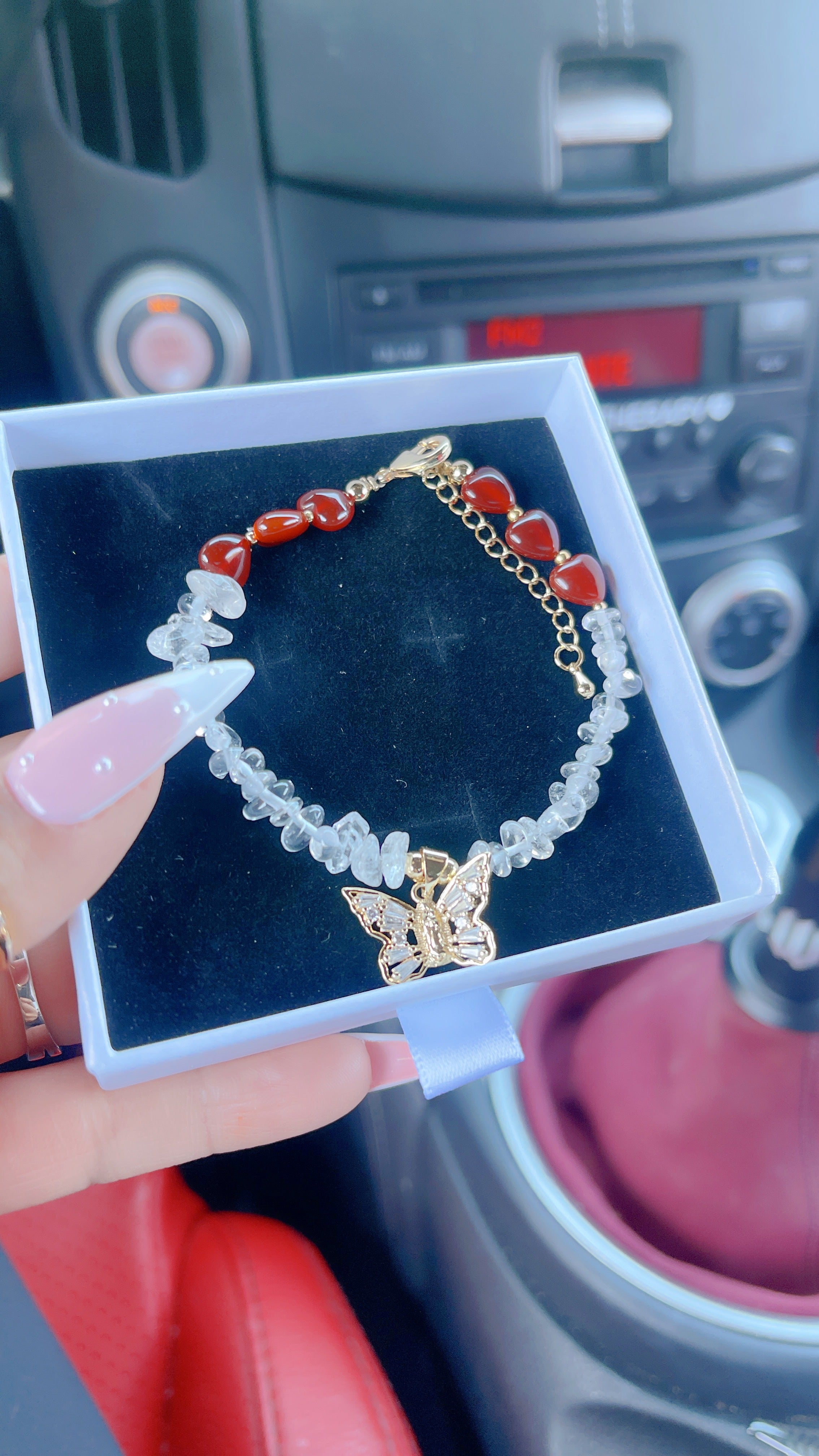 Clear Quartz & Carnelian Mary Bracelet