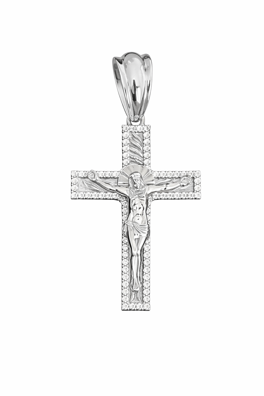 925 Plata Pave Jesus en la Cruz Pendant