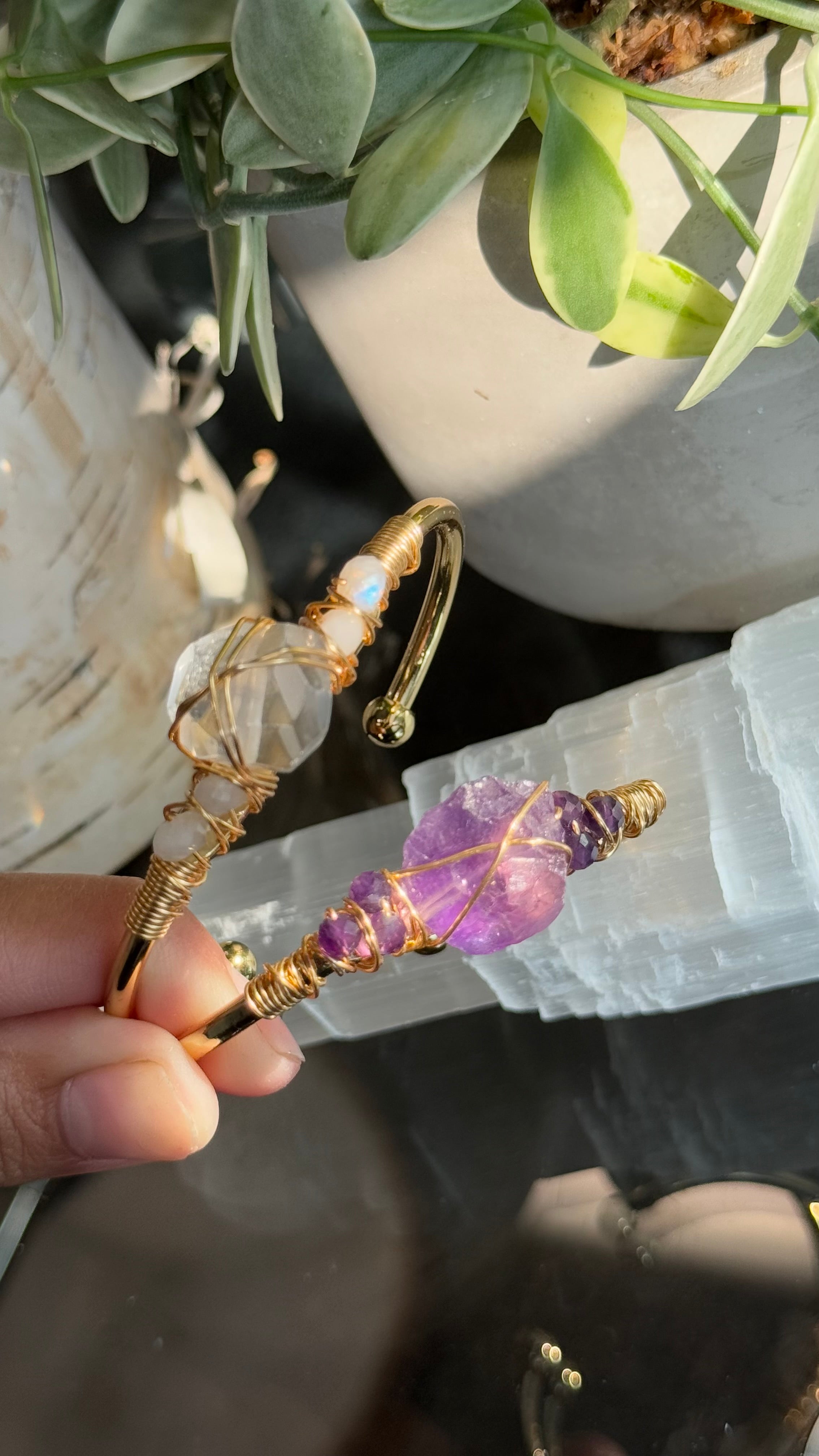 Clear Quartz & Amethyst Duo