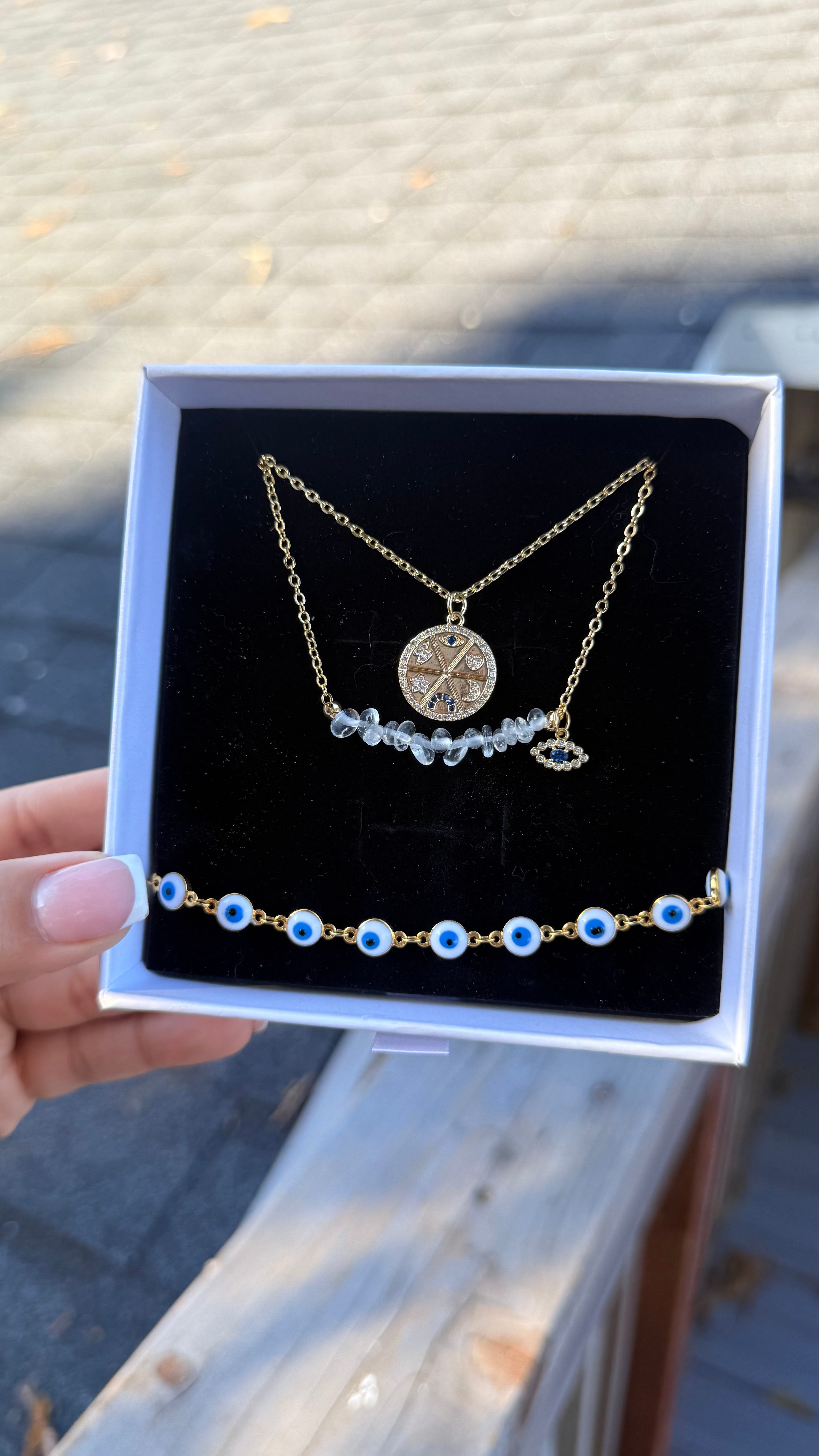 White Protection Quartz Necklace Set