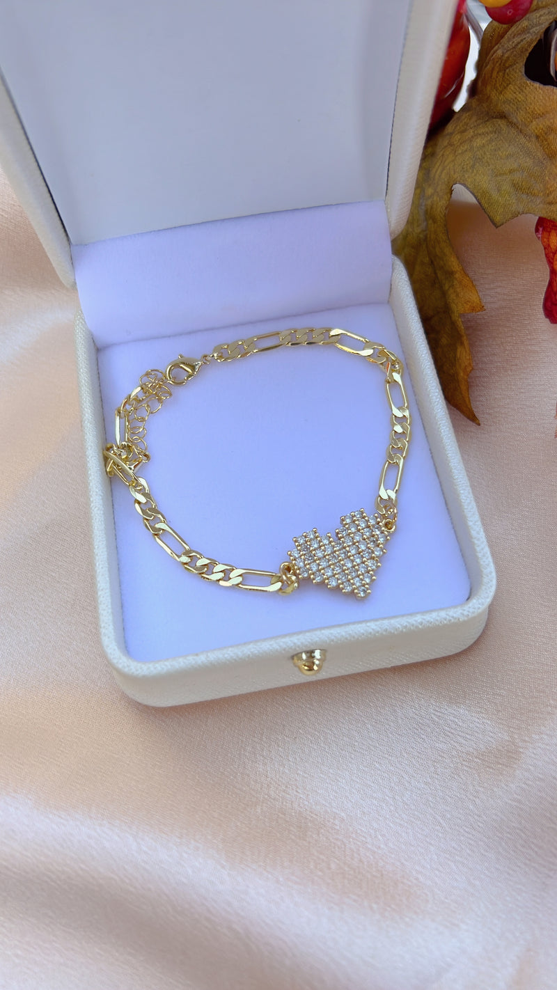 Diamond Paved Heart Bracelet