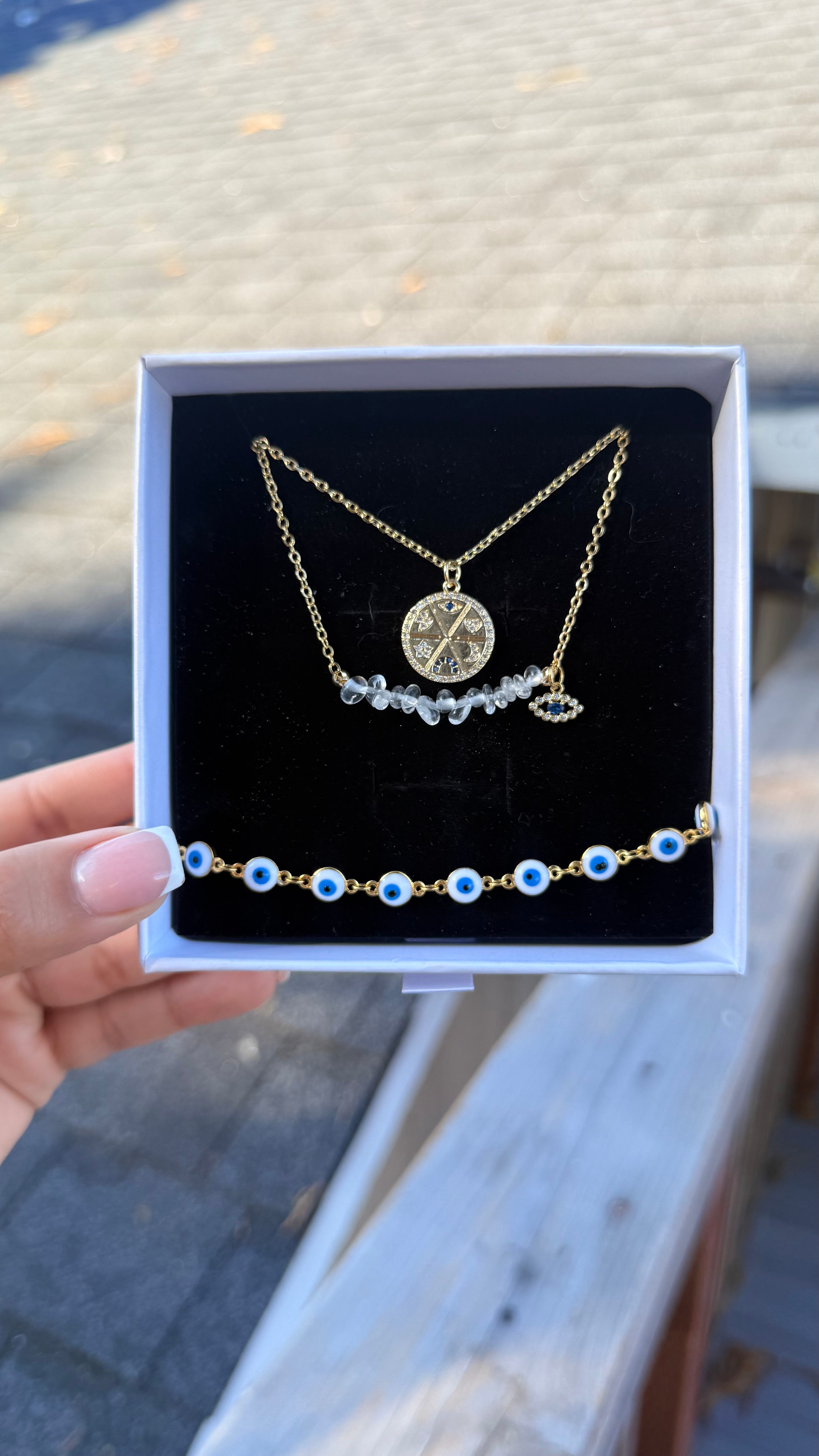 White Protection Quartz Necklace Set