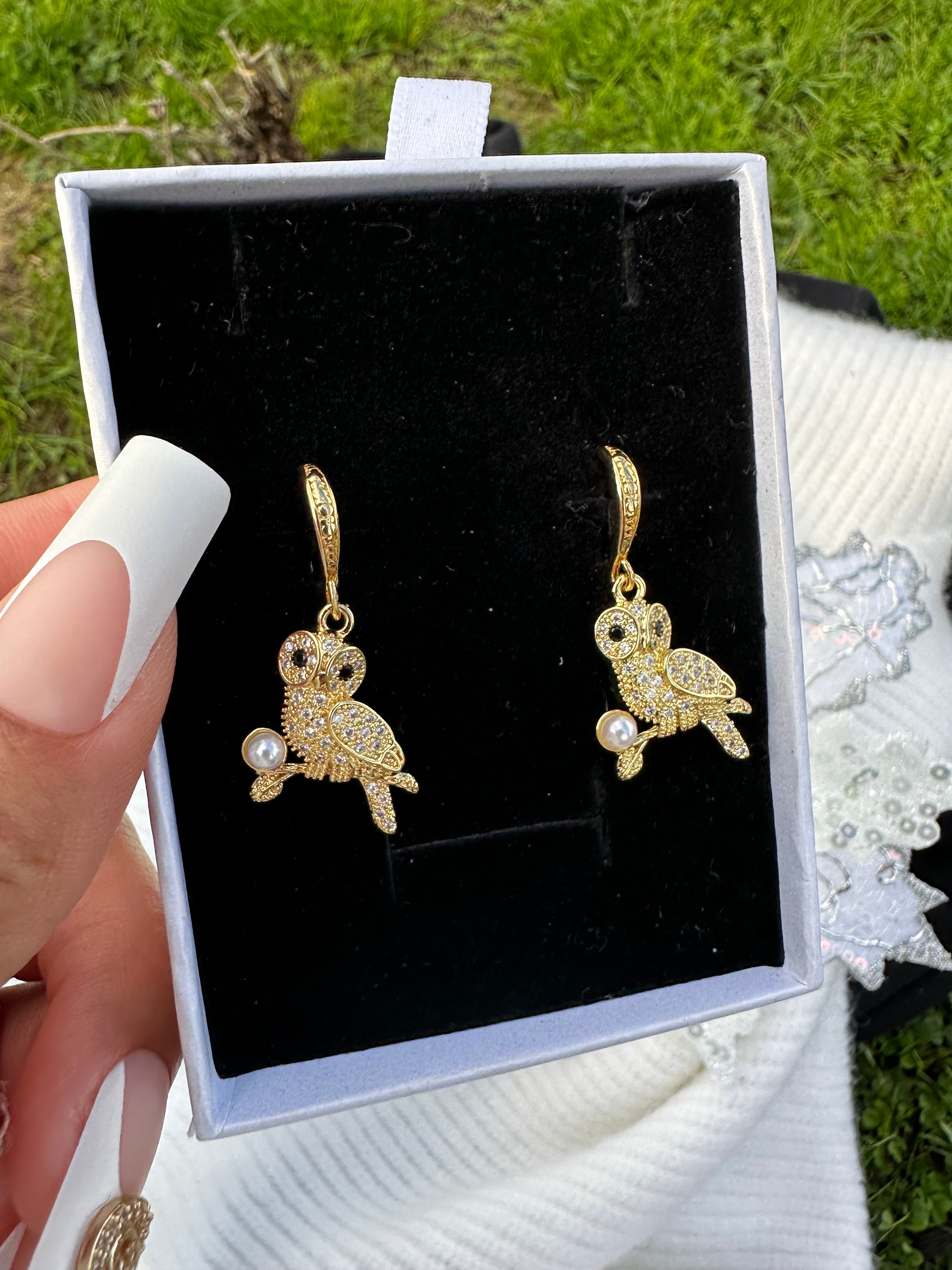 Golden Owl Earrings
