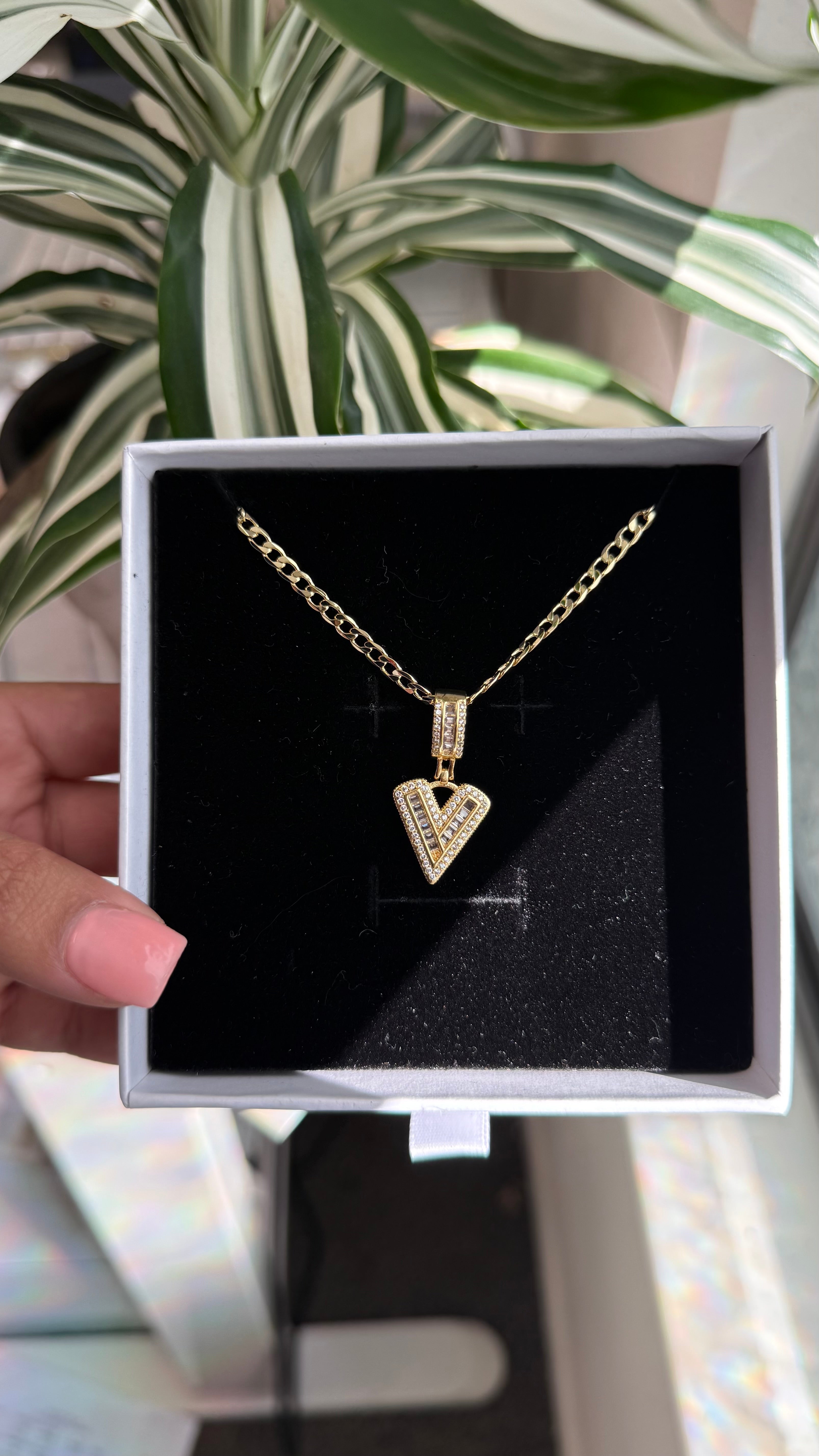 Valentino Paved Initial Necklace