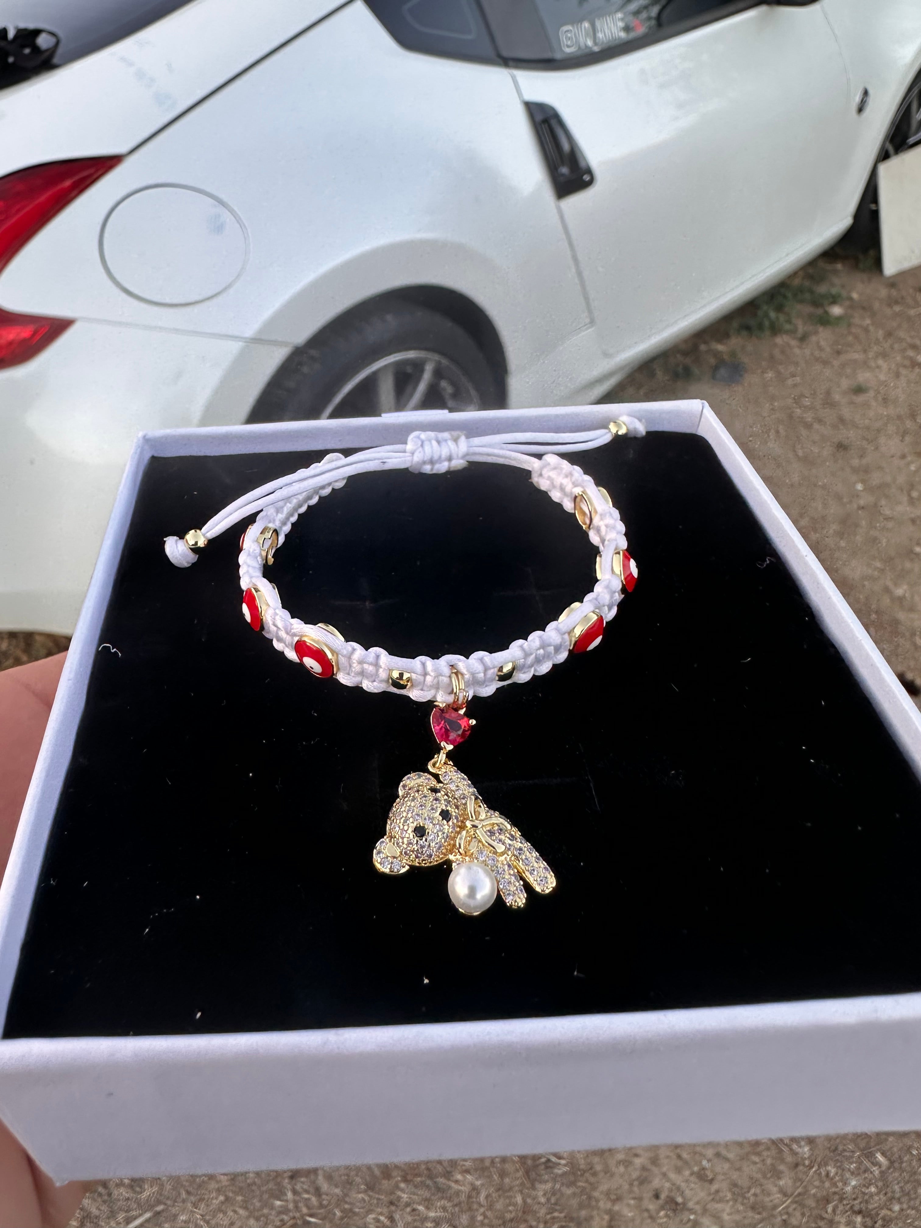 🤍 Pulsera de Protección Osito Blanca 🤍
