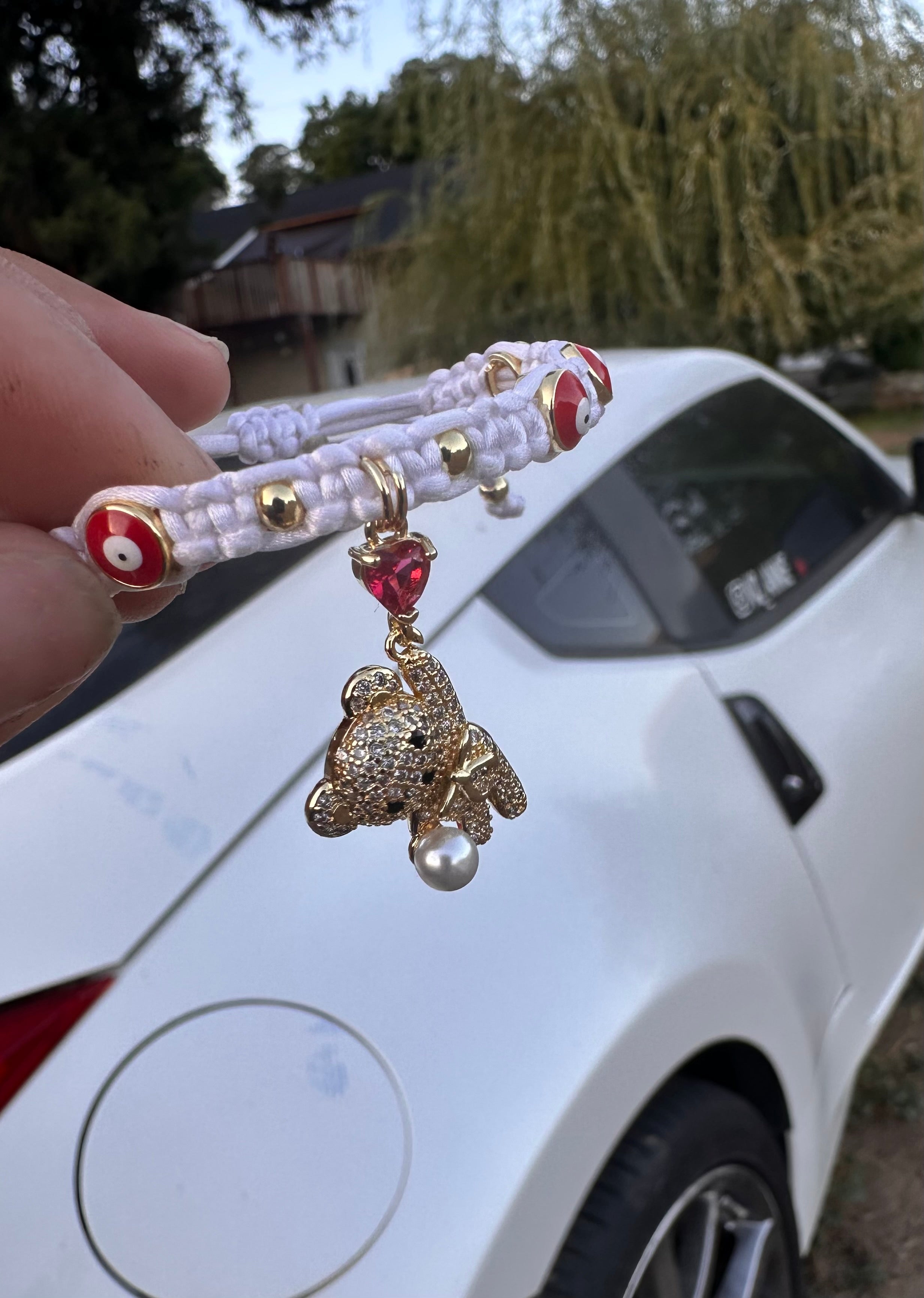 🤍 Pulsera de Protección Osito Blanca 🤍