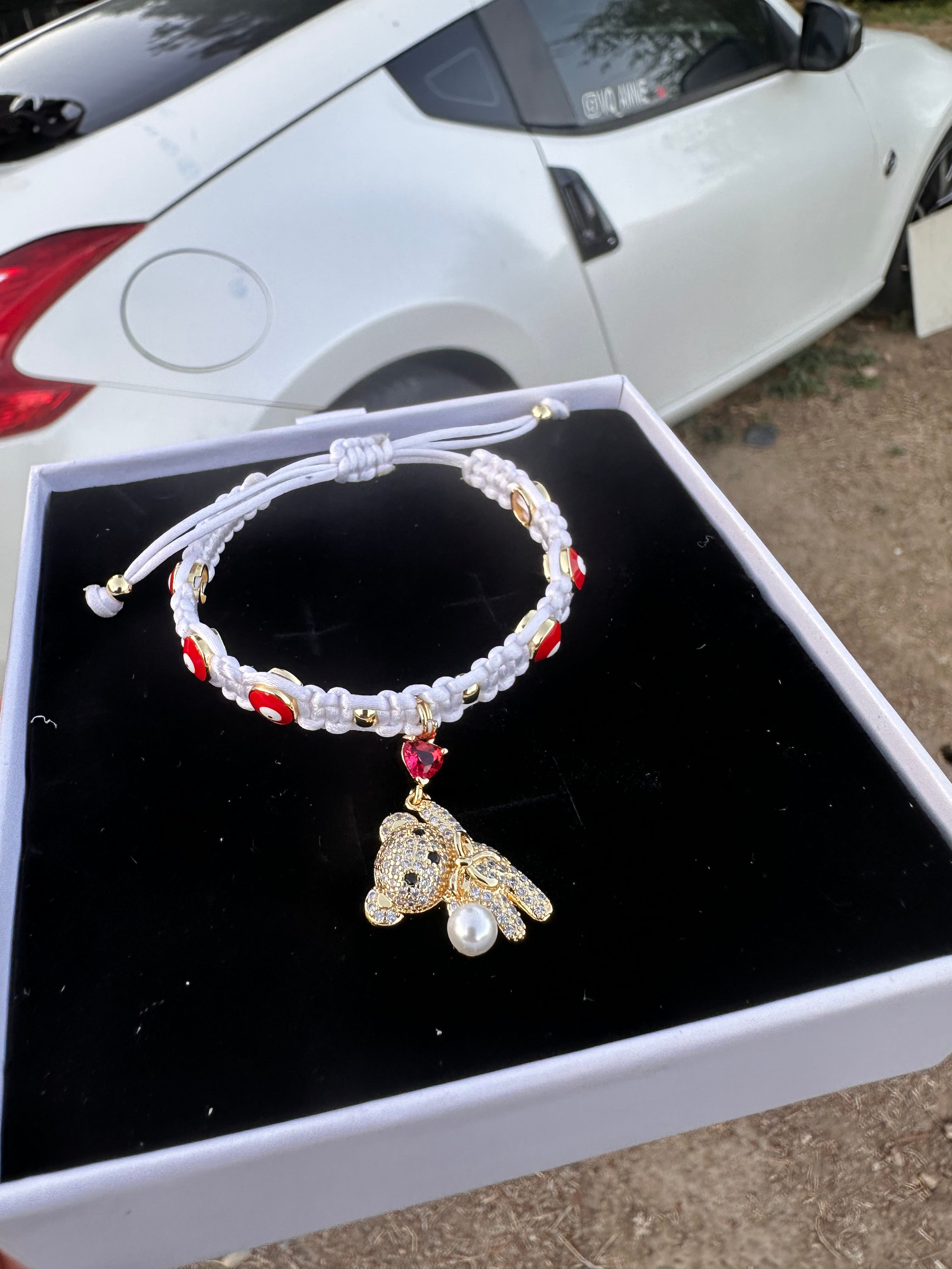 🤍 Pulsera de Protección Osito Blanca 🤍