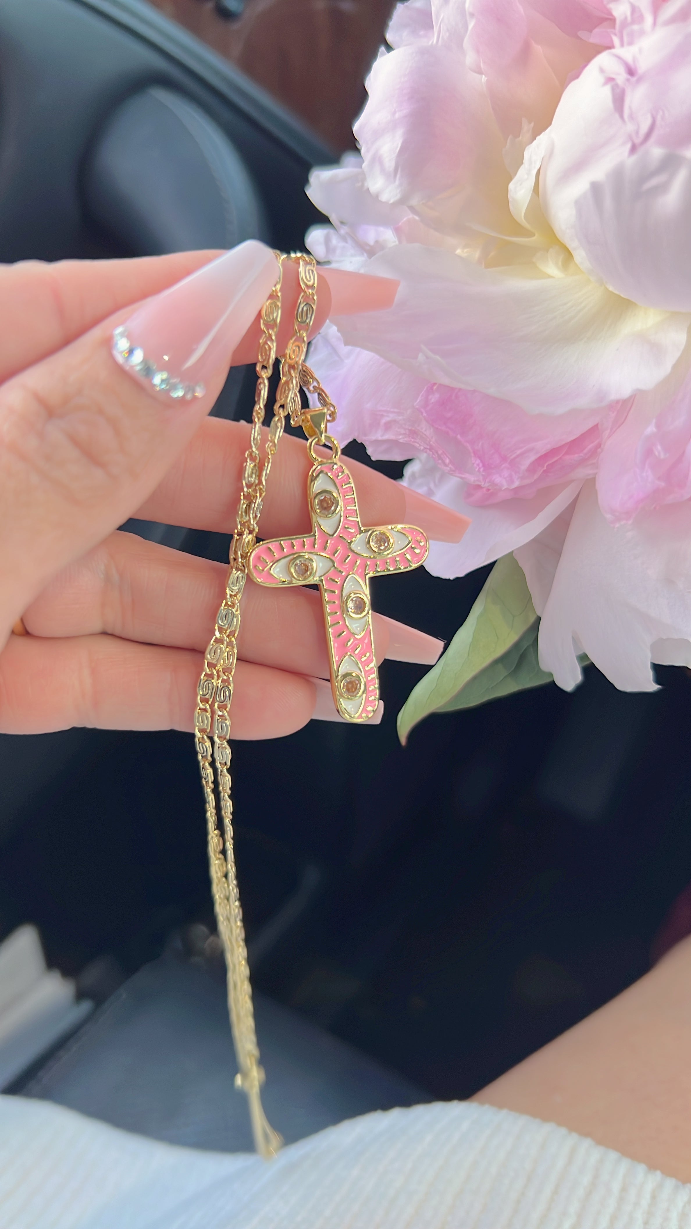 Pink Cross Necklace