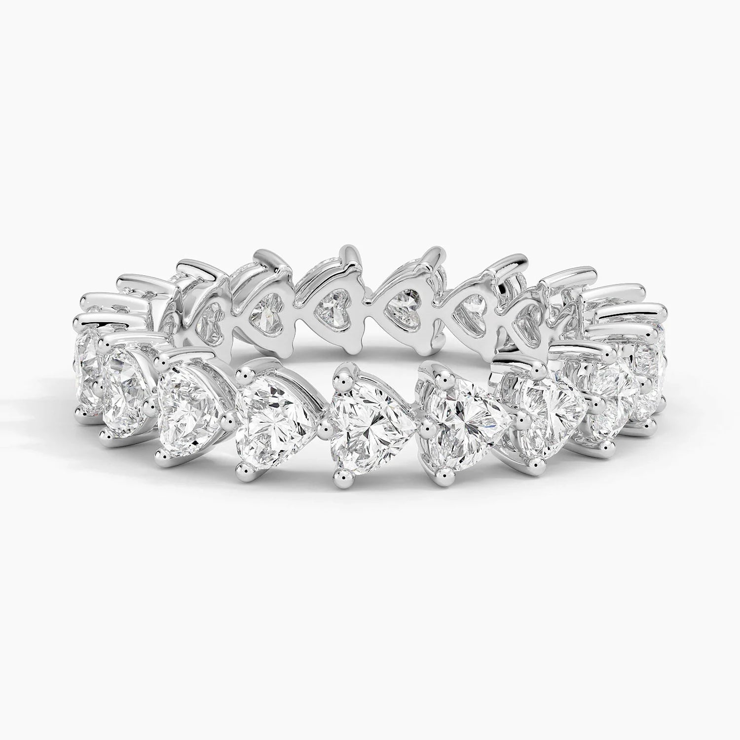 Eternity Heart Band Ring - Sterling Silver