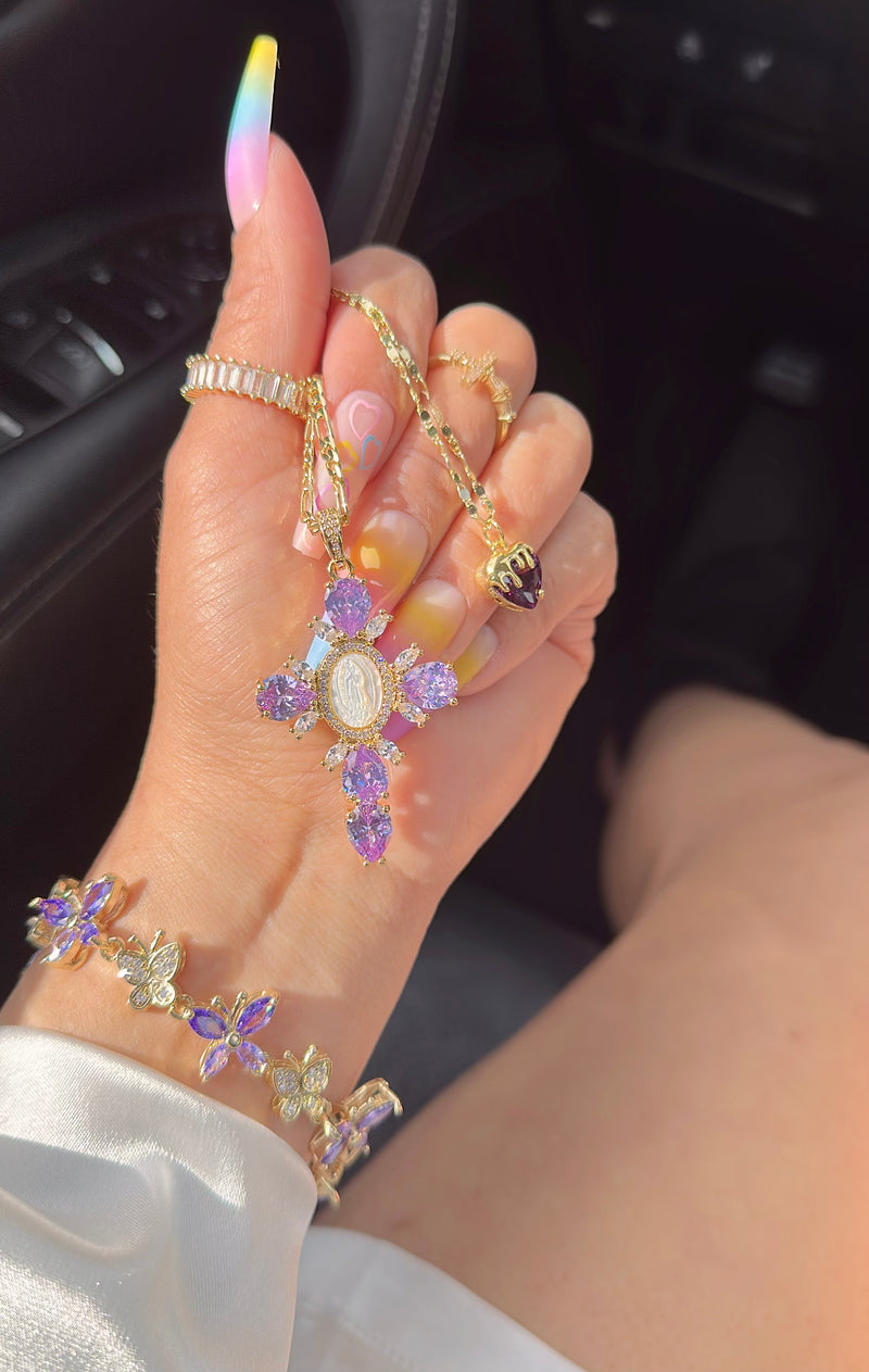Lavender Passion-Cross Necklace Set