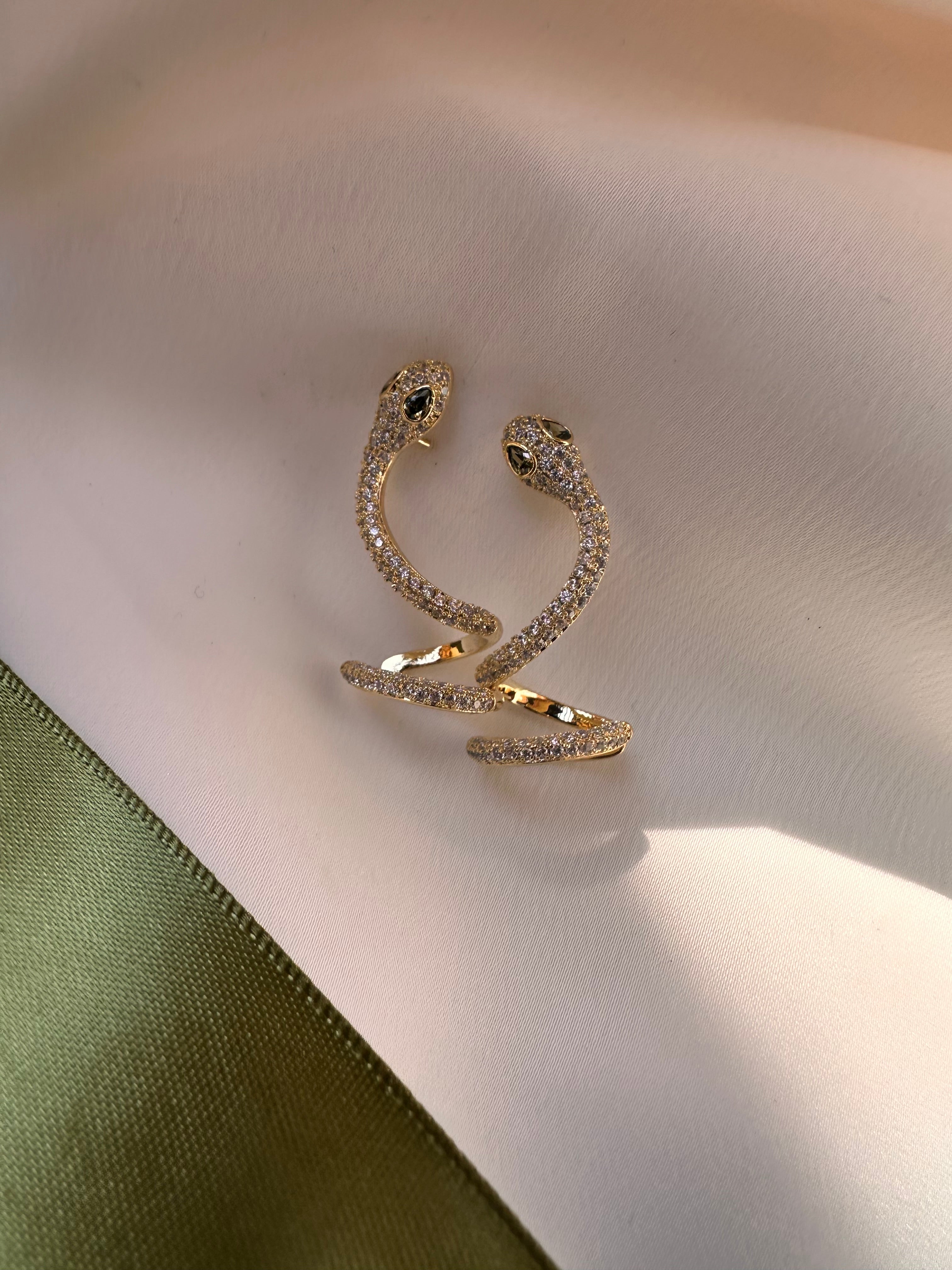 Paved Snake Earrings