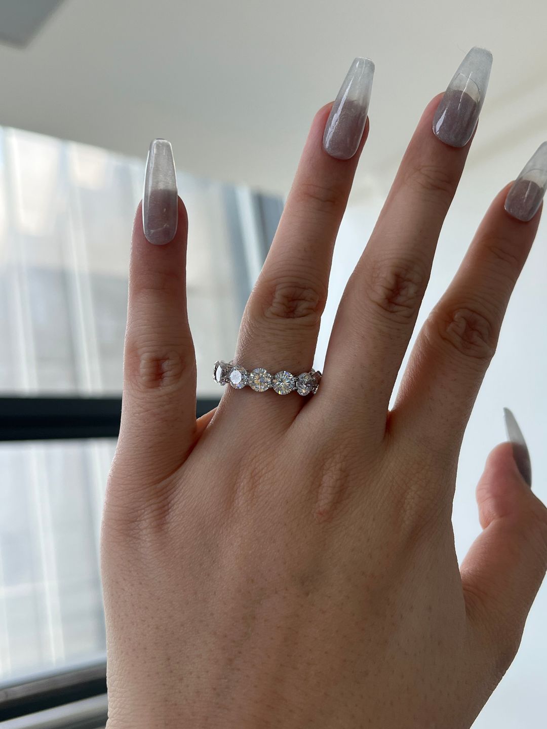 Eternity Round Cut Silver Band Ring