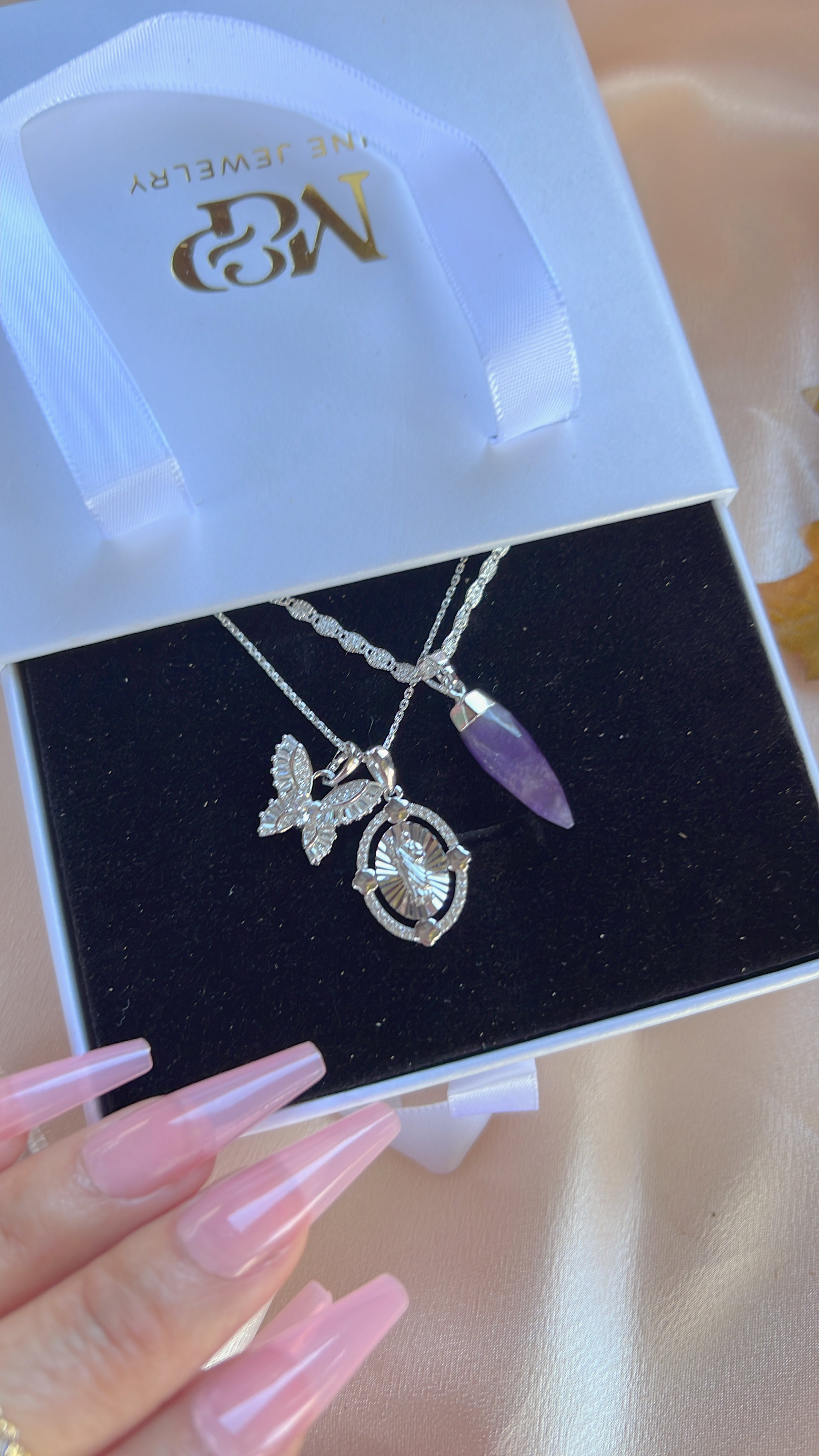 Silver Amethyst Saint Jude Necklace Set