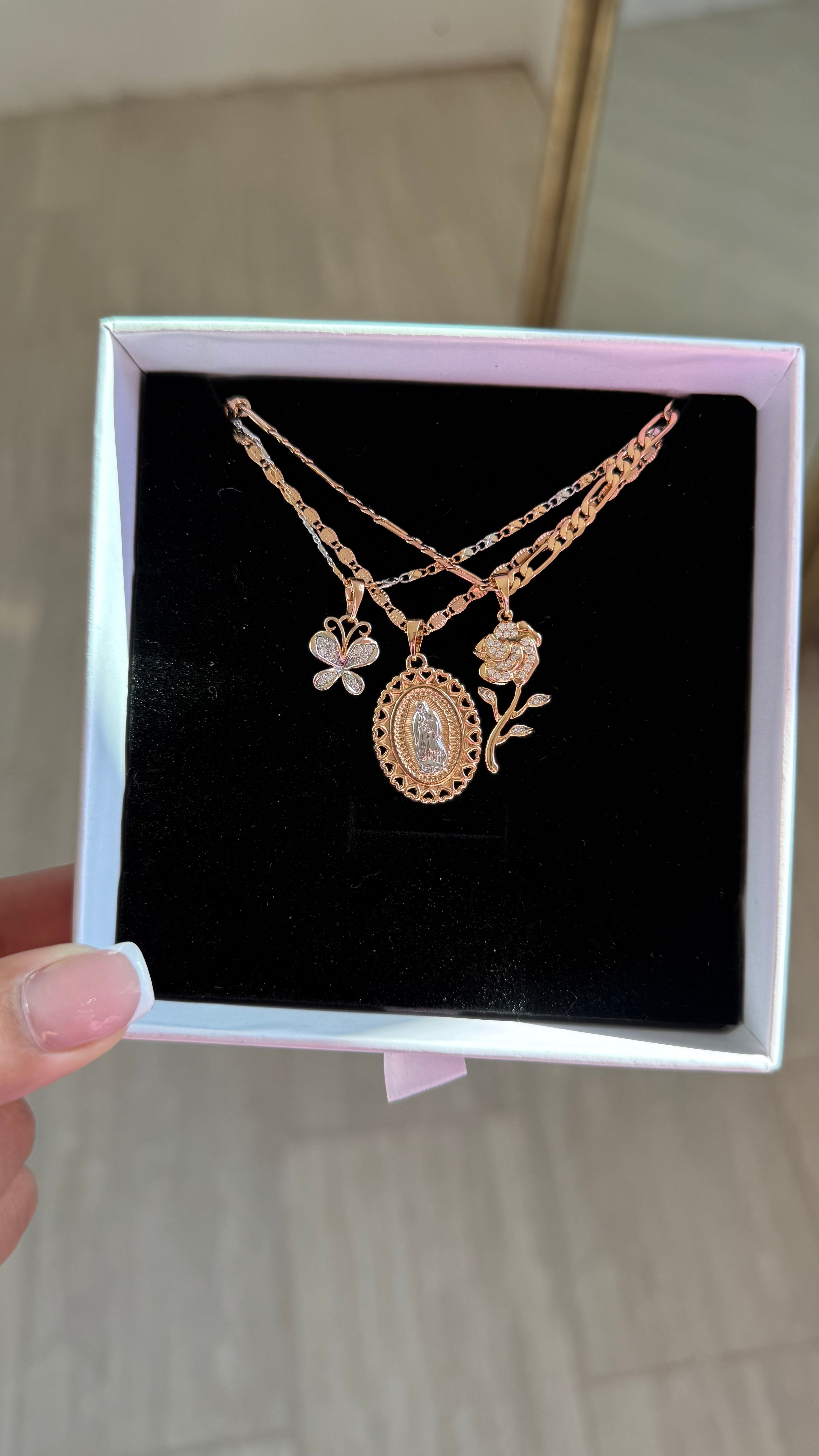 Rose Gold Enchanted VM Necklace Set