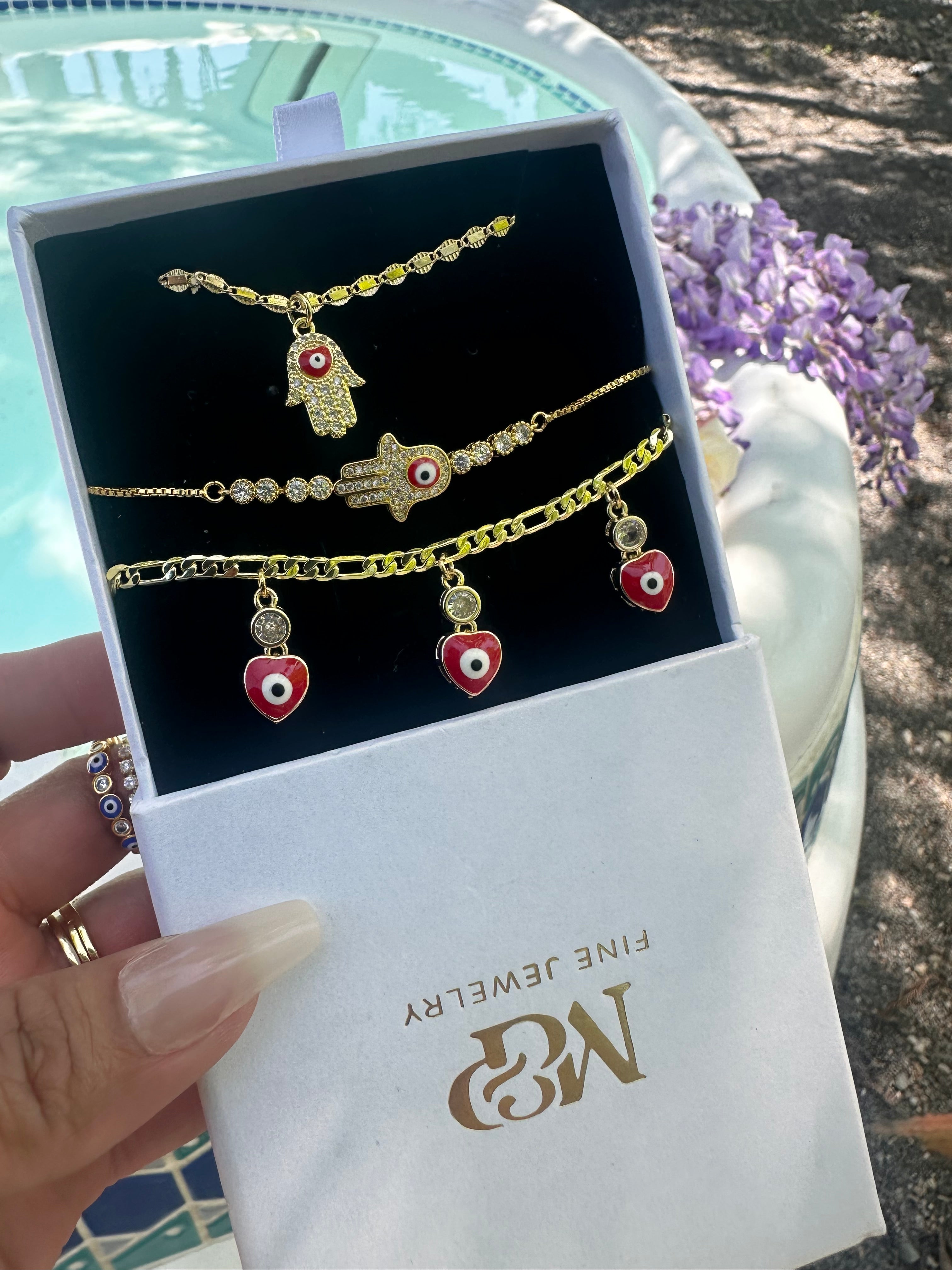 Red Hamsa Evil Eye Necklace Seg