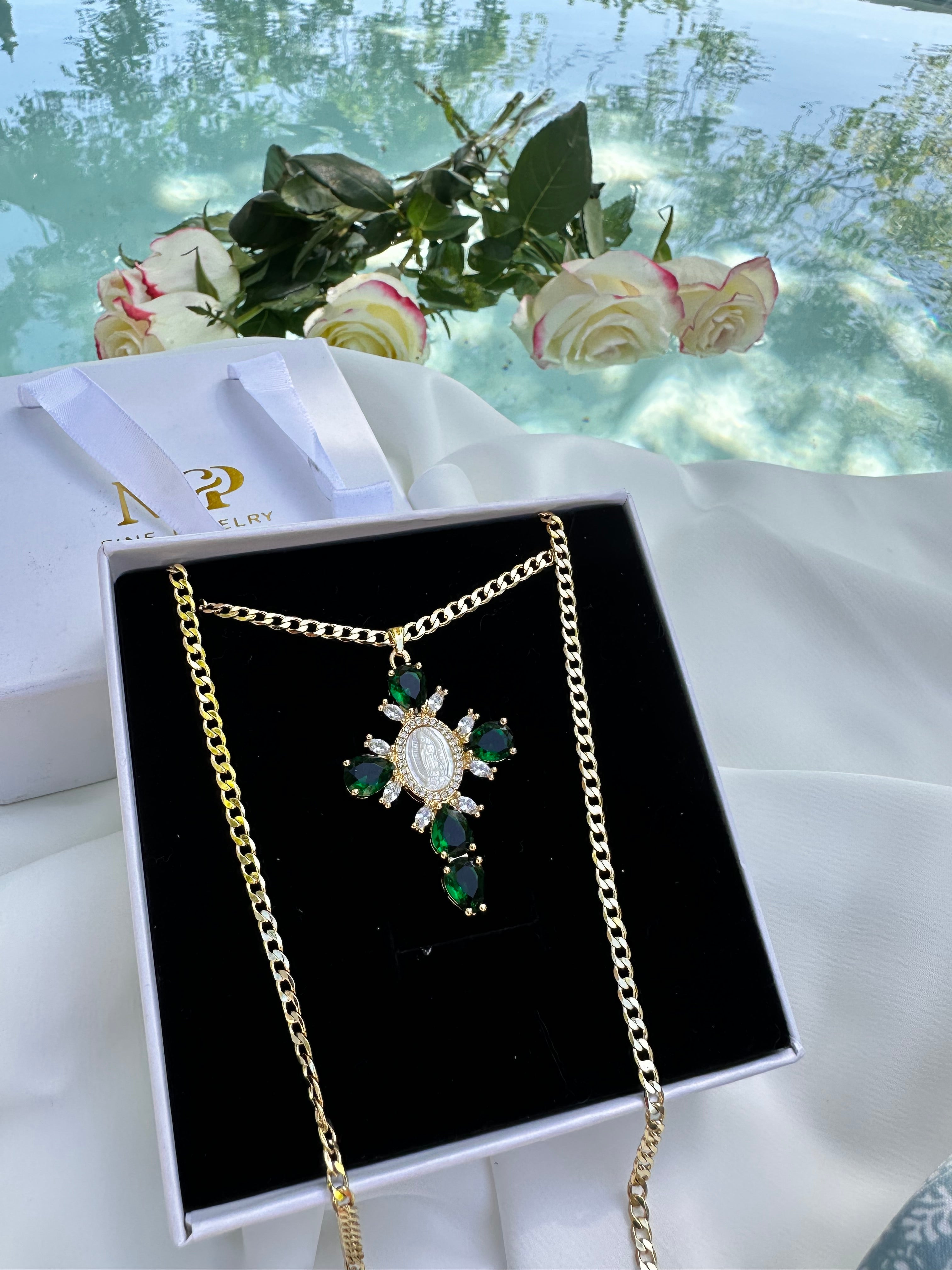 Emerald Cross Necklace