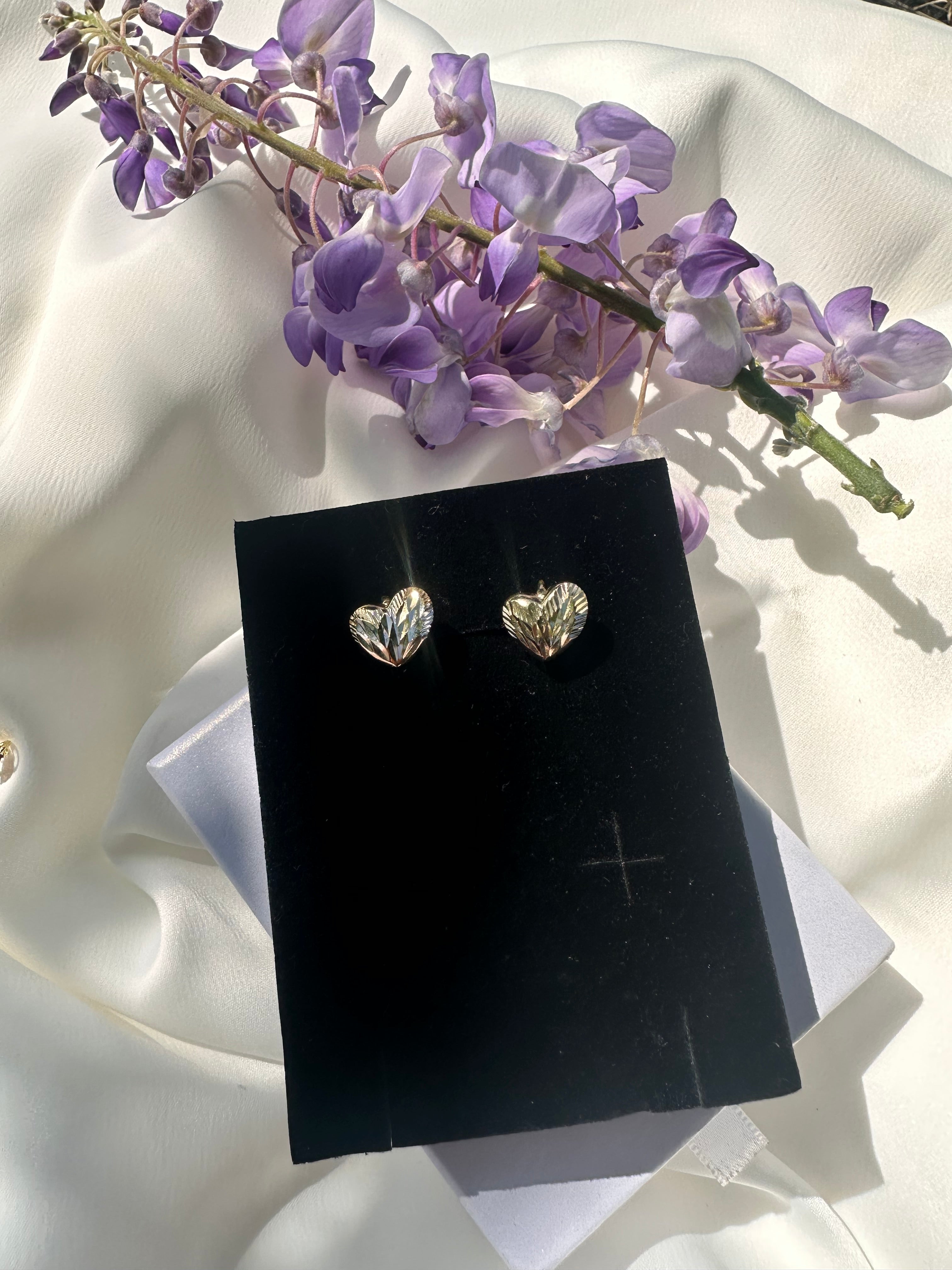 Tri Gold Heart Earrings