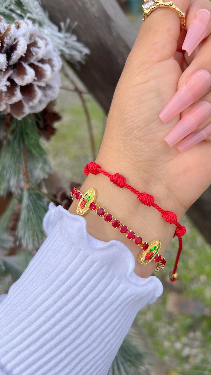 Red Virgen de Guadalupe Tennis Bracelet