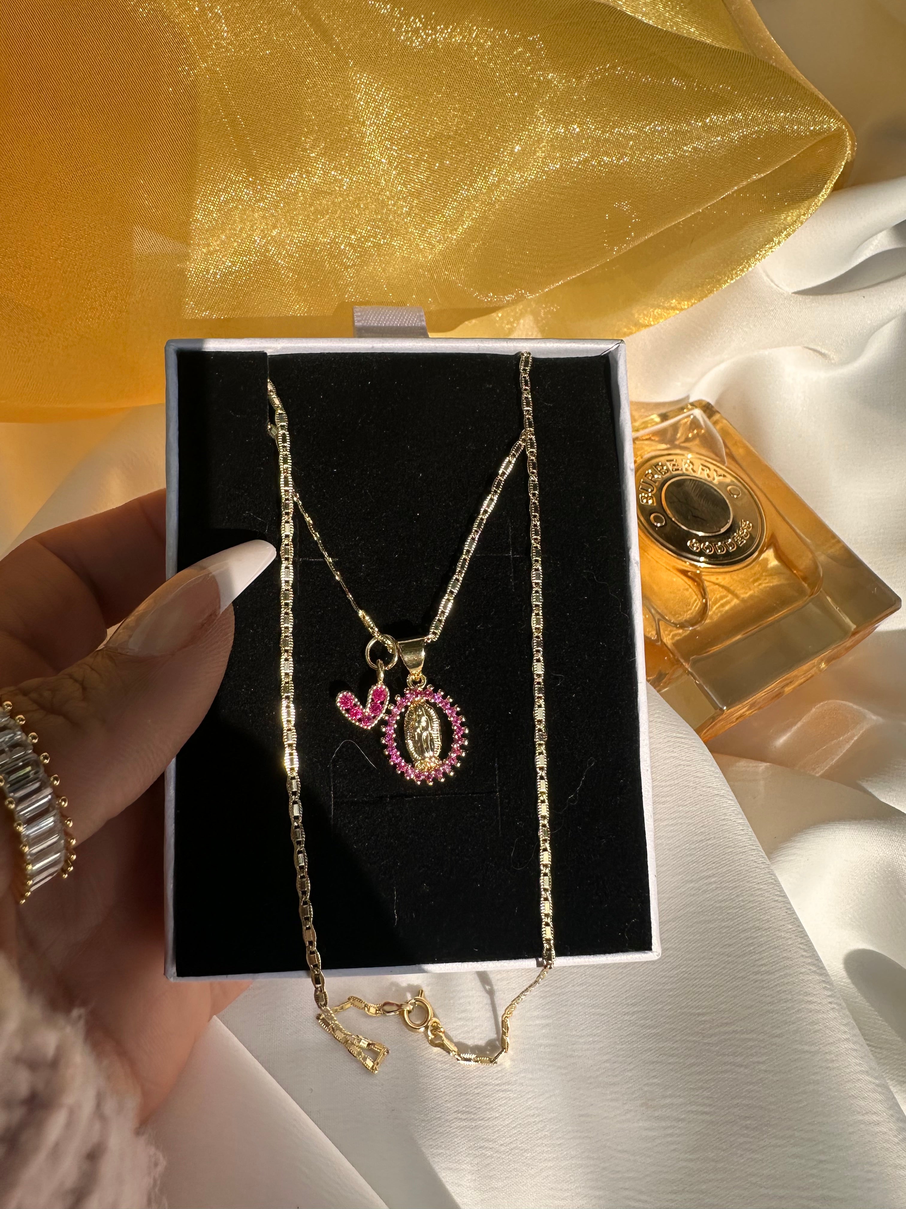 Dainty Pink Mary Necklace