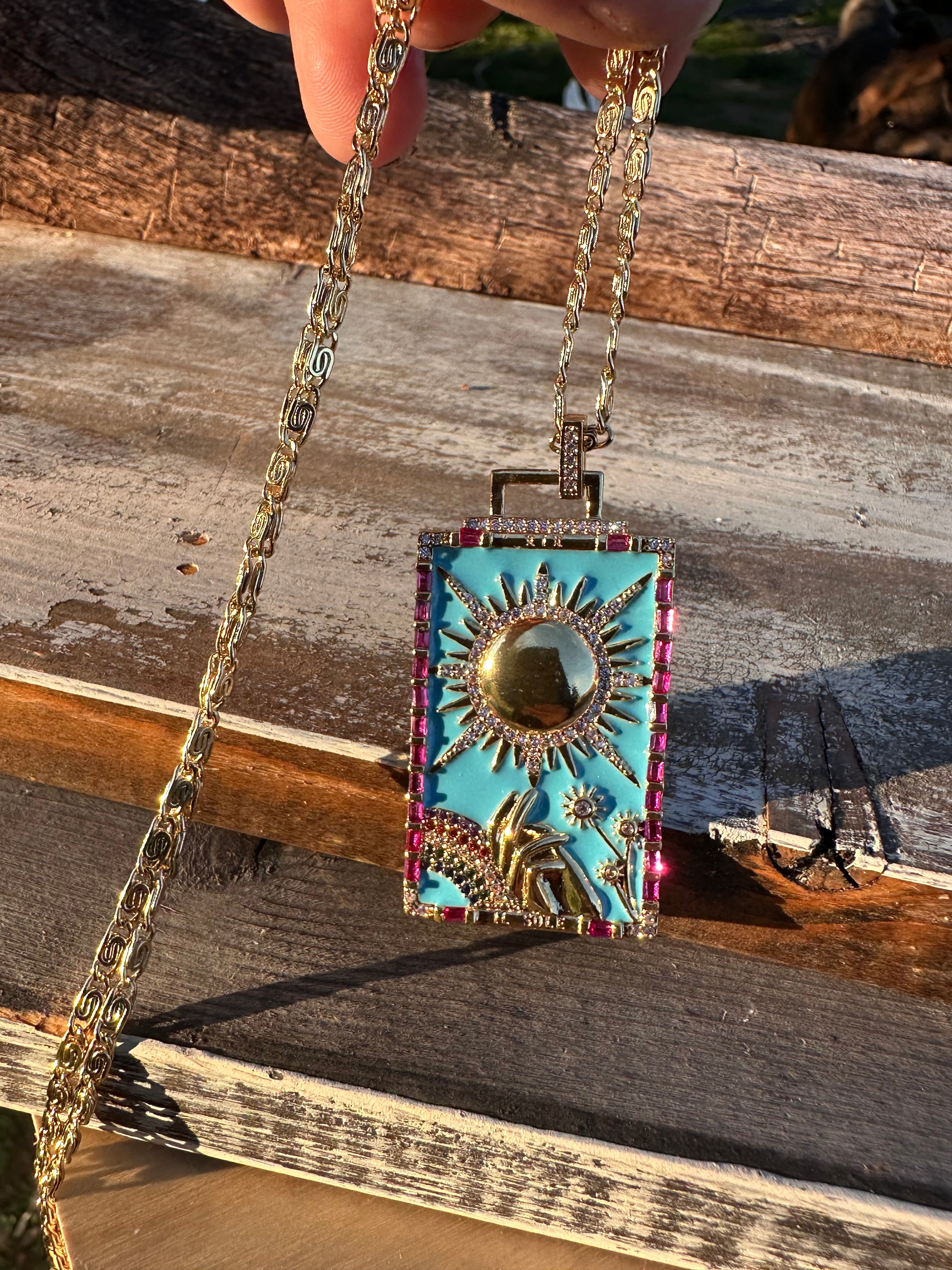 Sun Tarot Card Necklace
