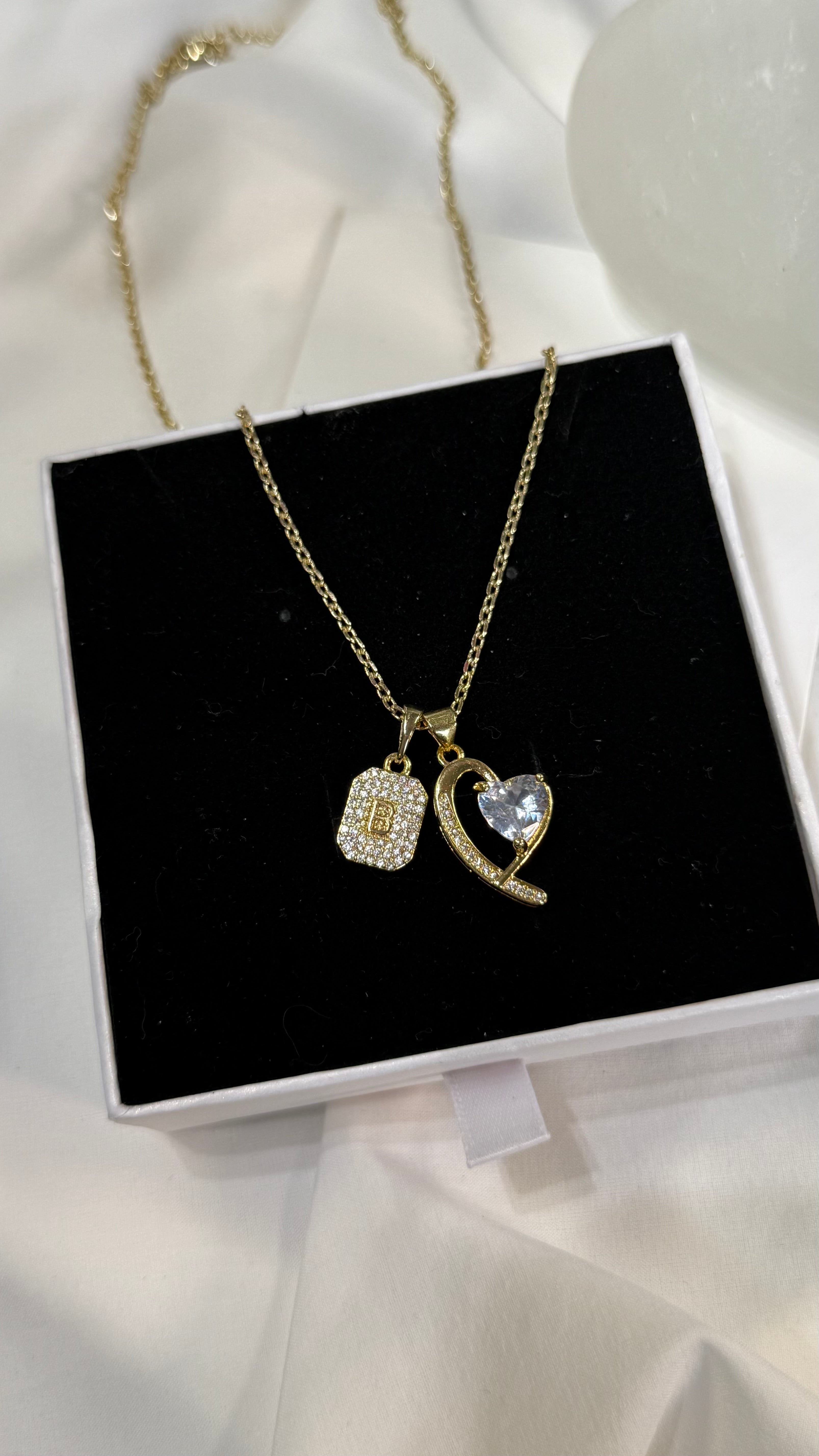 Initial White Heart Necklace