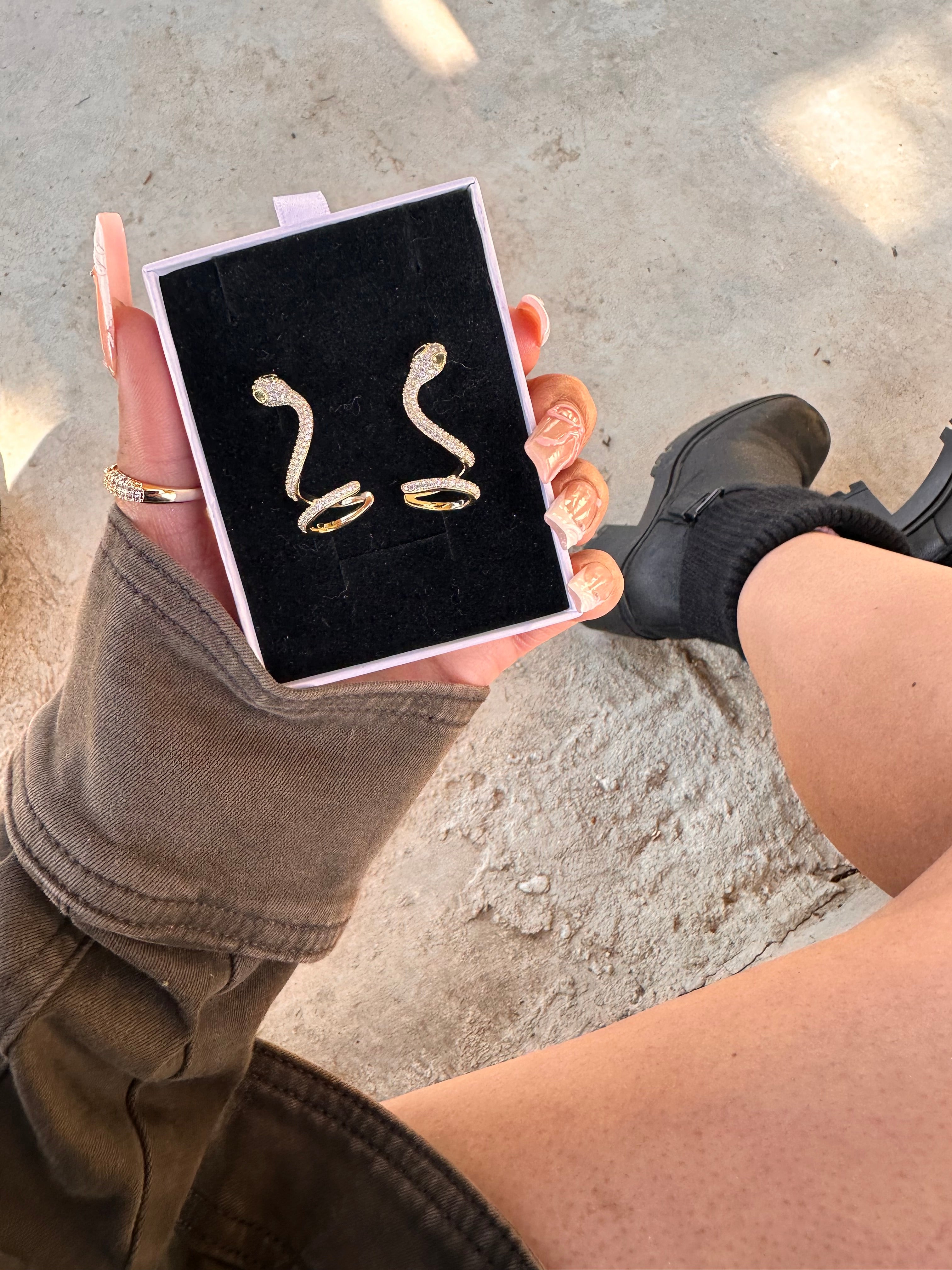 Paved Snake Earrings