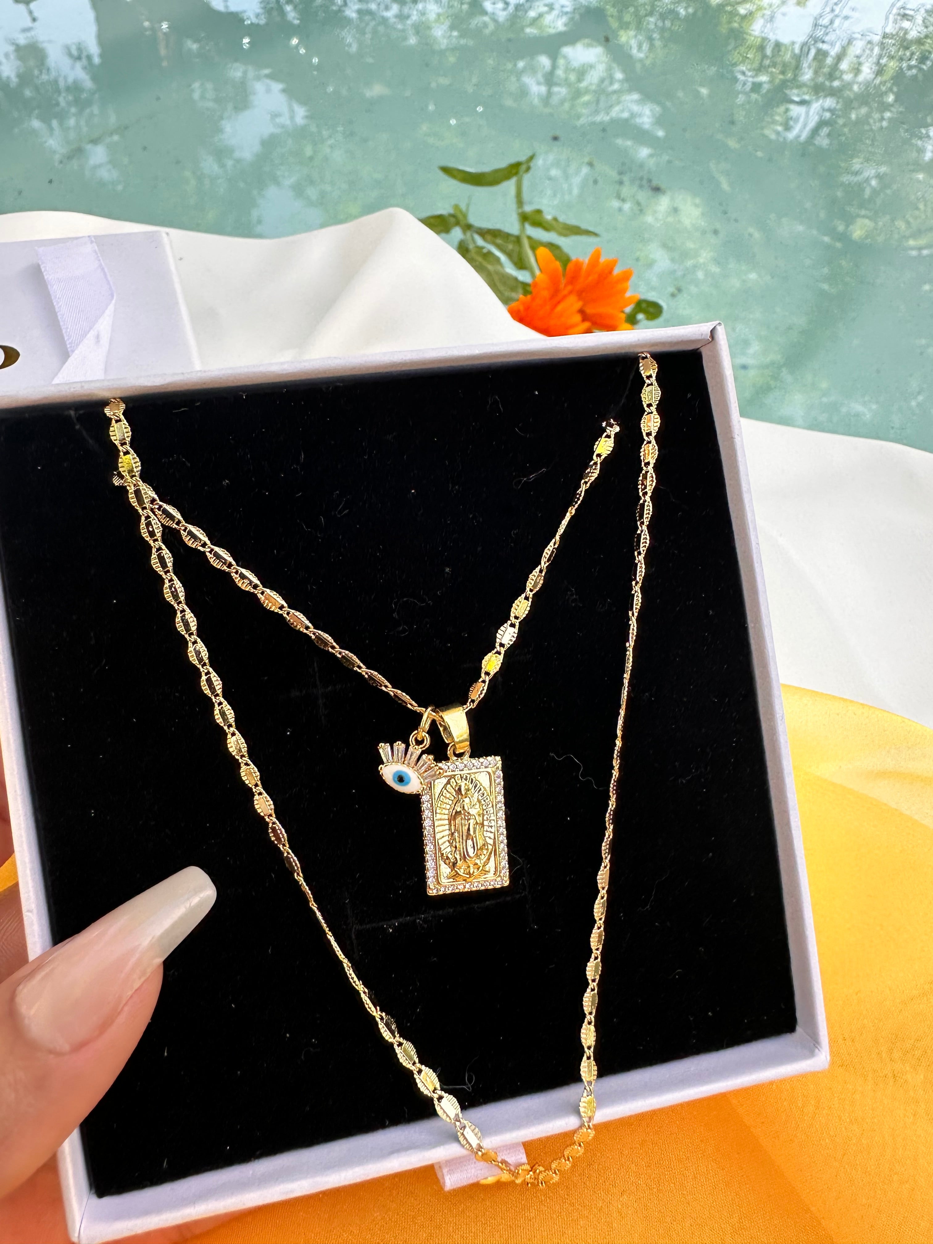 Protection Virgin Mary Frame Necklace