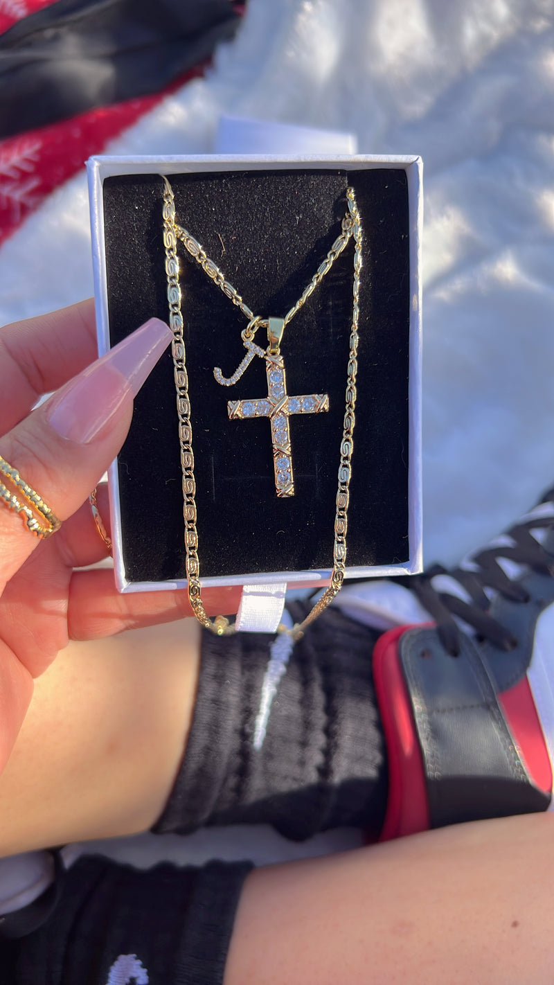 Initial Faith Cross Necklace
