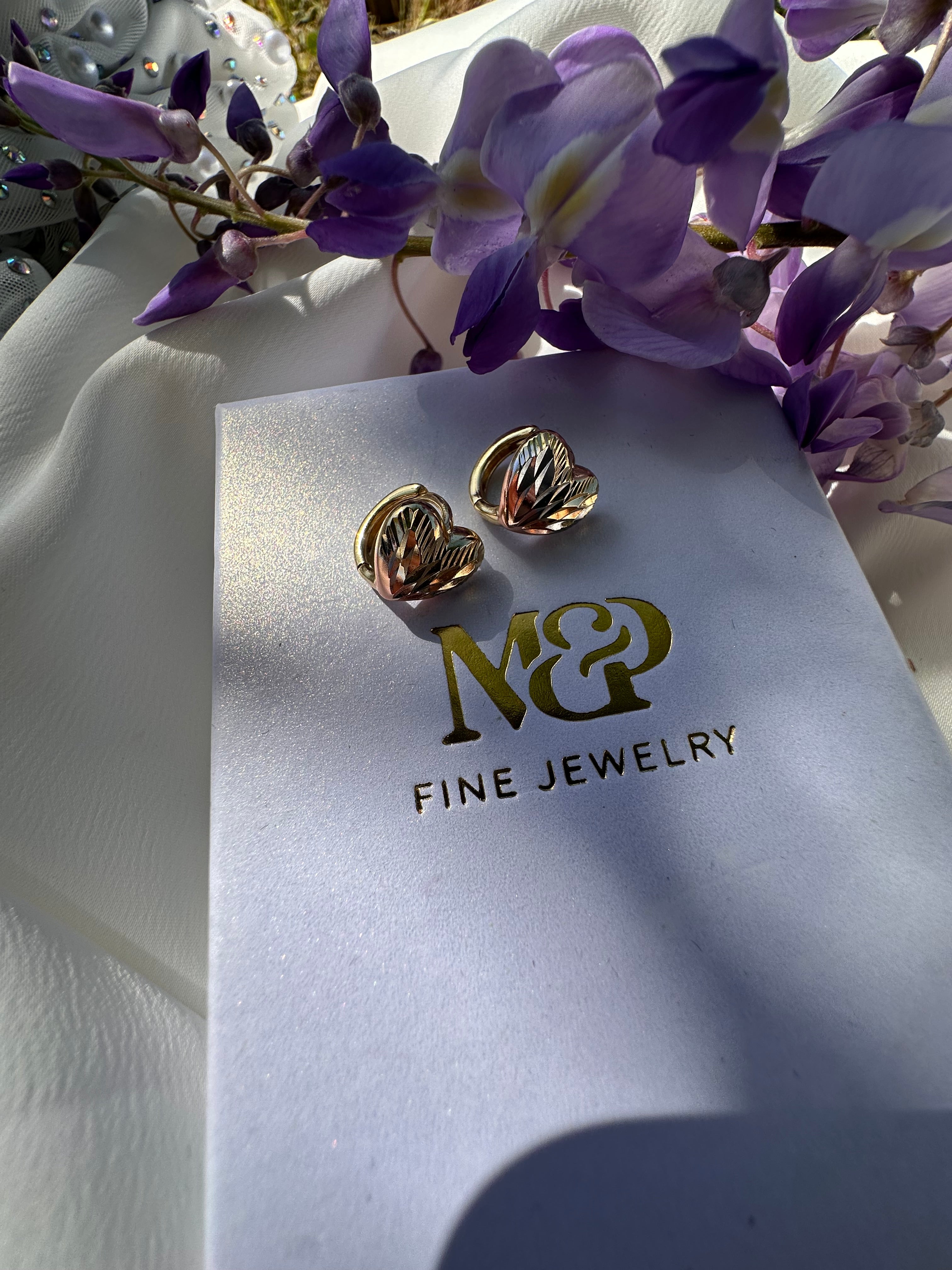Tri Gold Heart Earrings