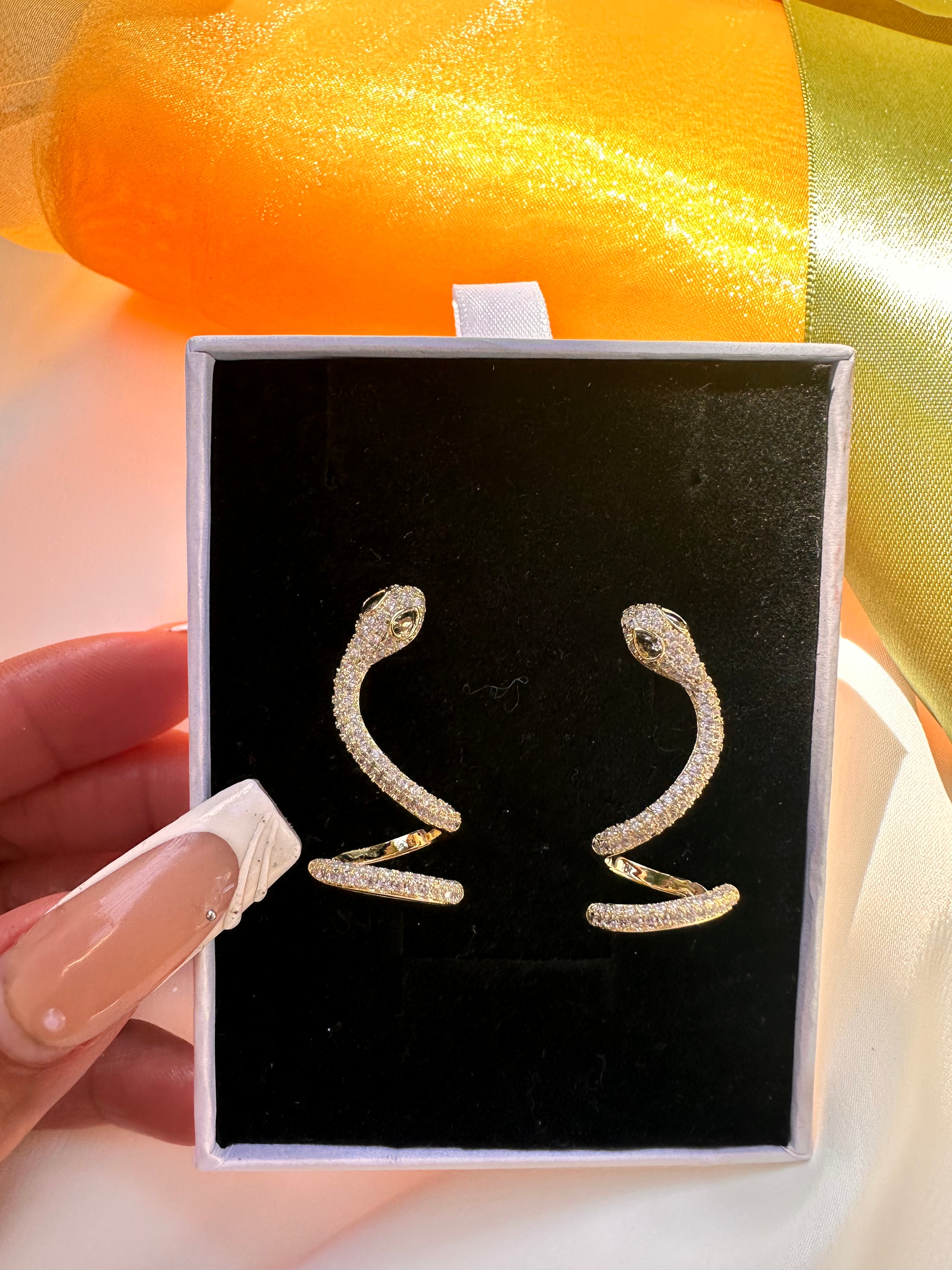 Paved Snake Earrings