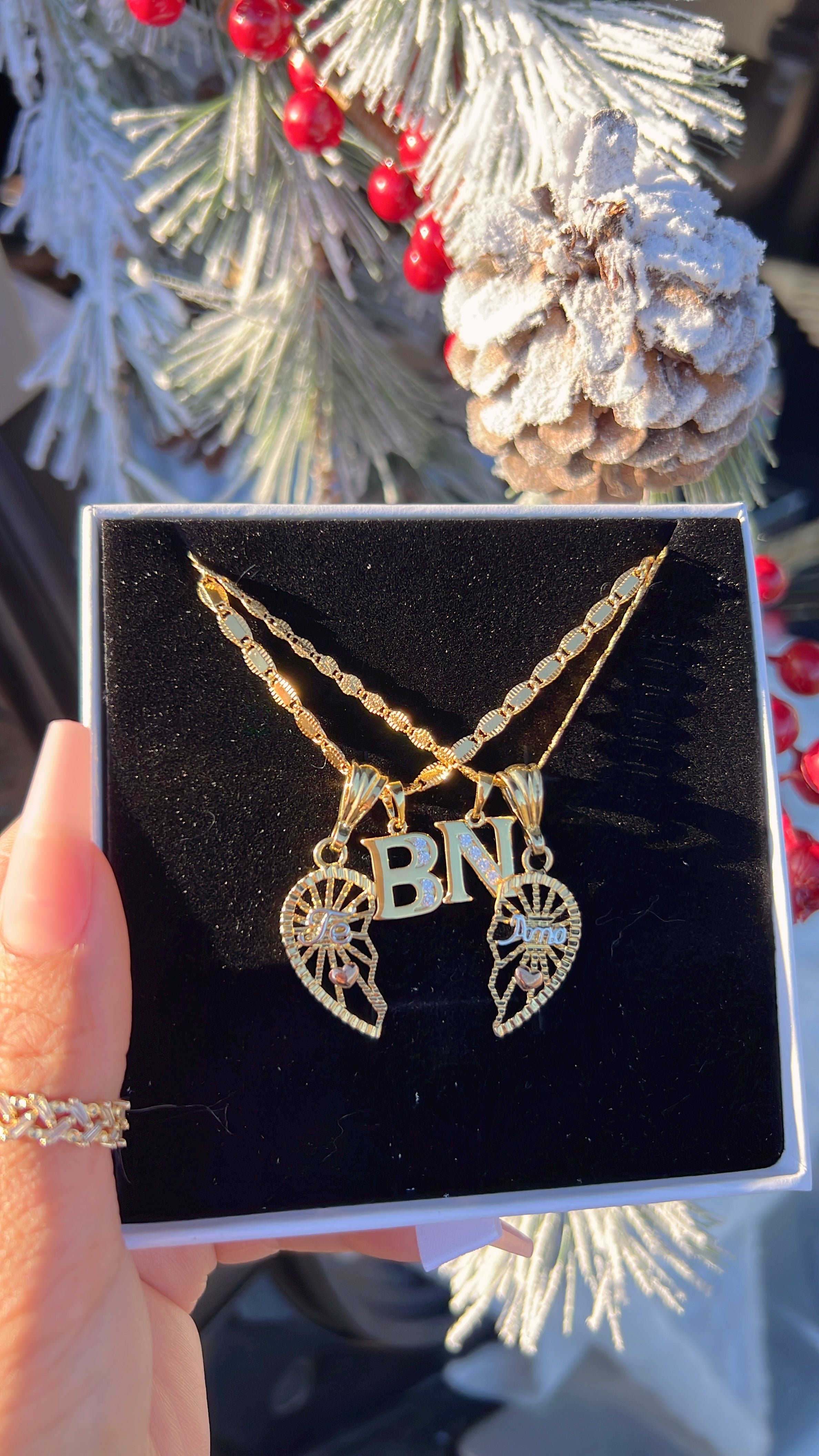 Te Amo Initial Heart Necklaces