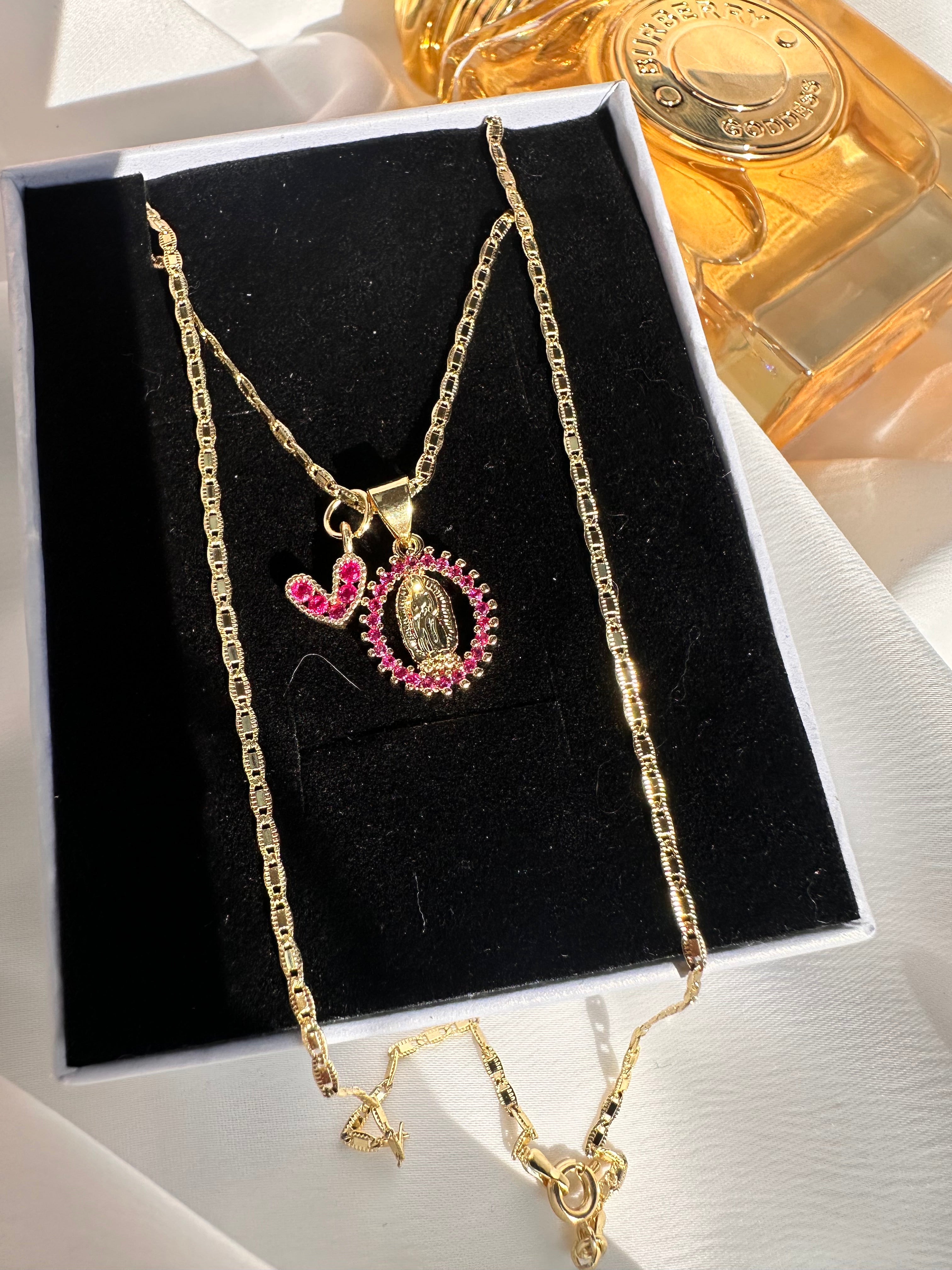 Dainty Pink Mary Necklace