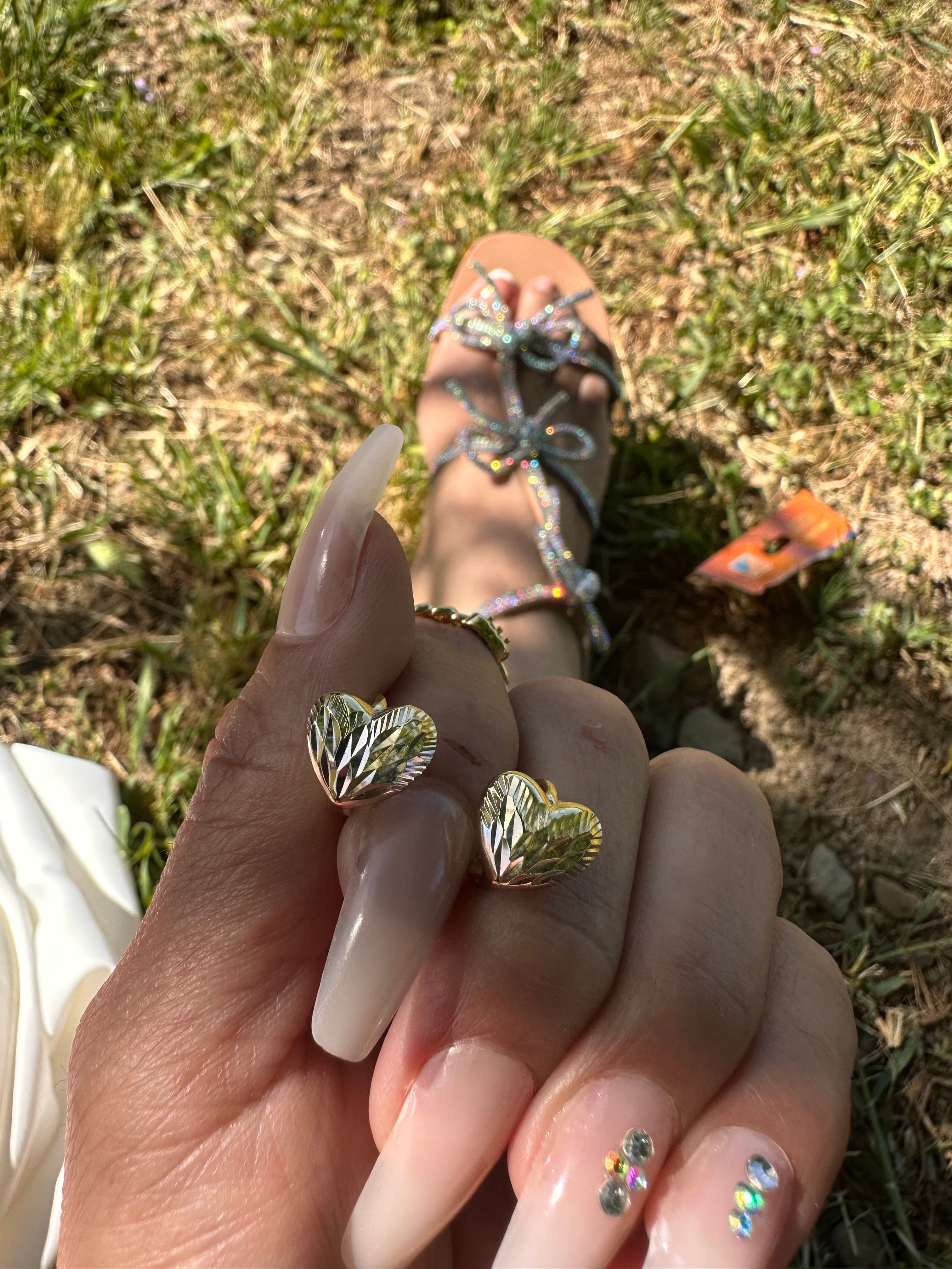 Tri Gold Heart Earrings