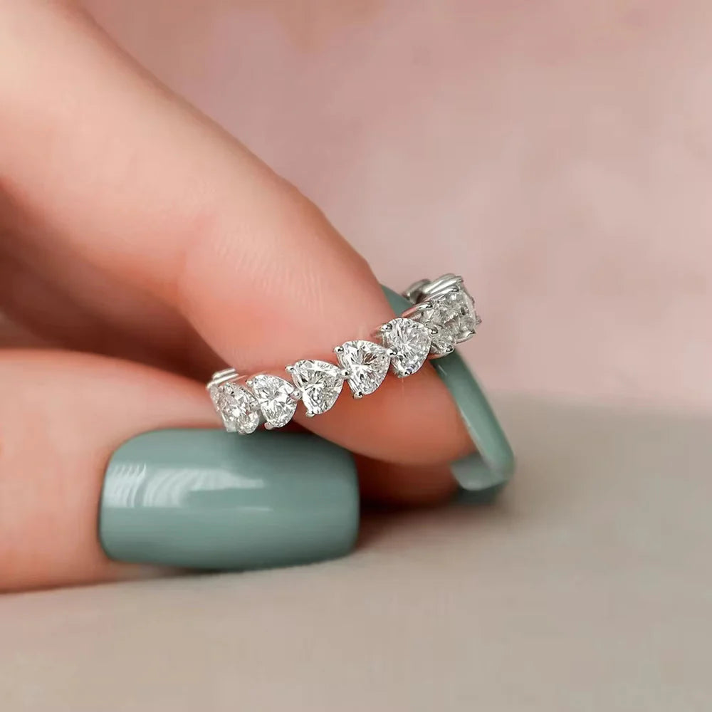 Eternity Heart Band Ring - Sterling Silver