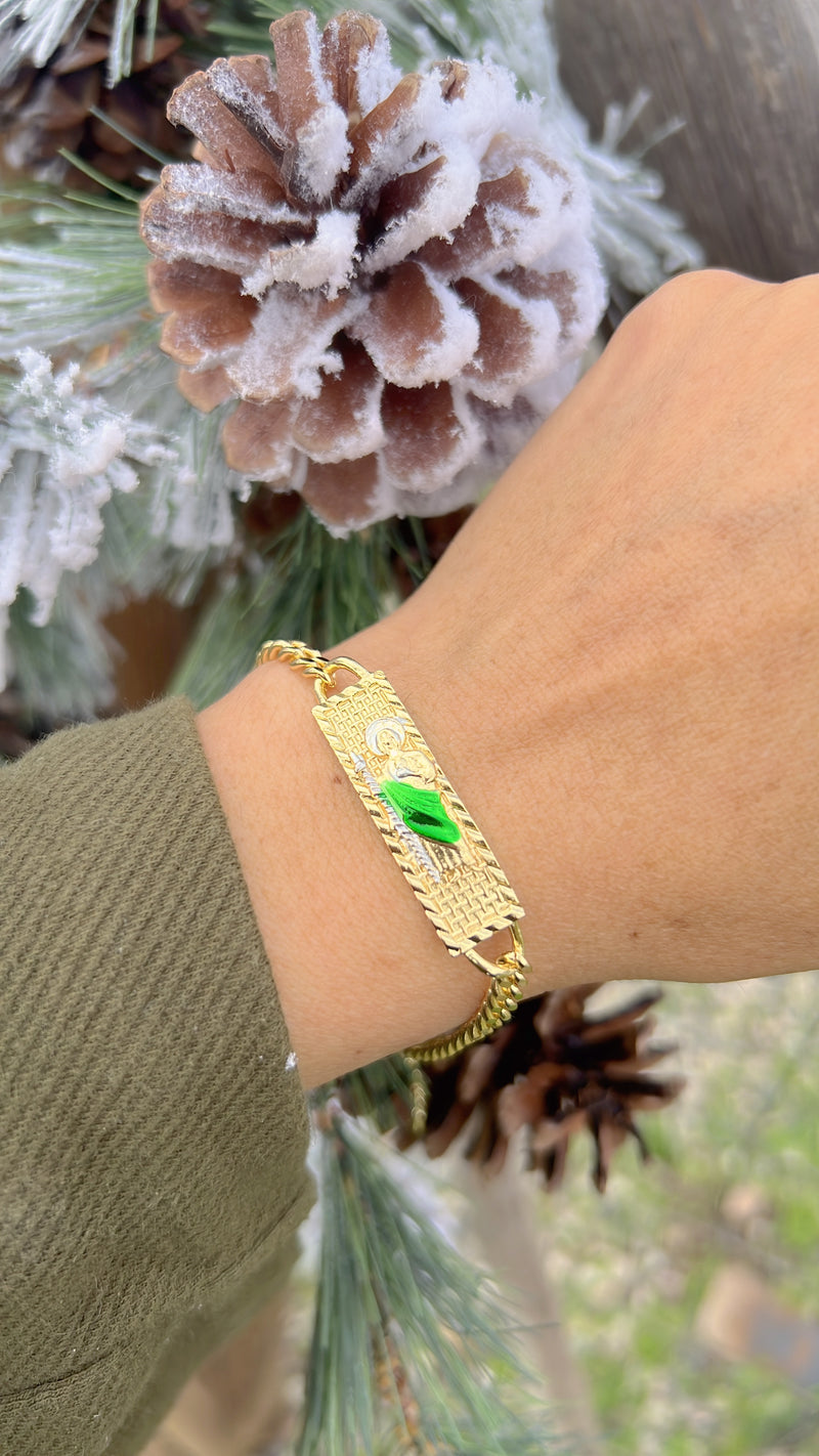 Cuban Green Saint Jude Square Bracelet