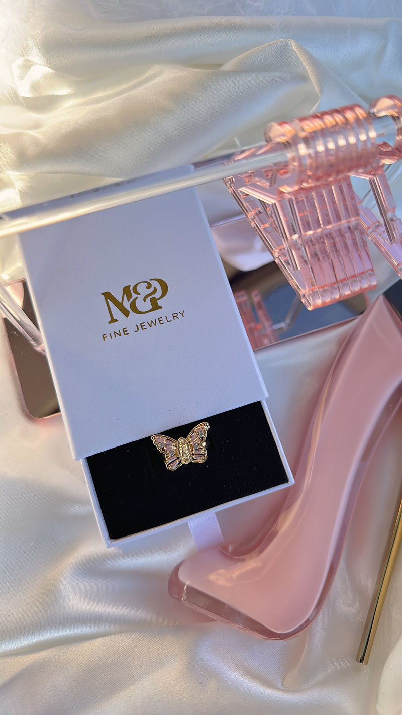 Pink Virgin Mary Butterfly Ring