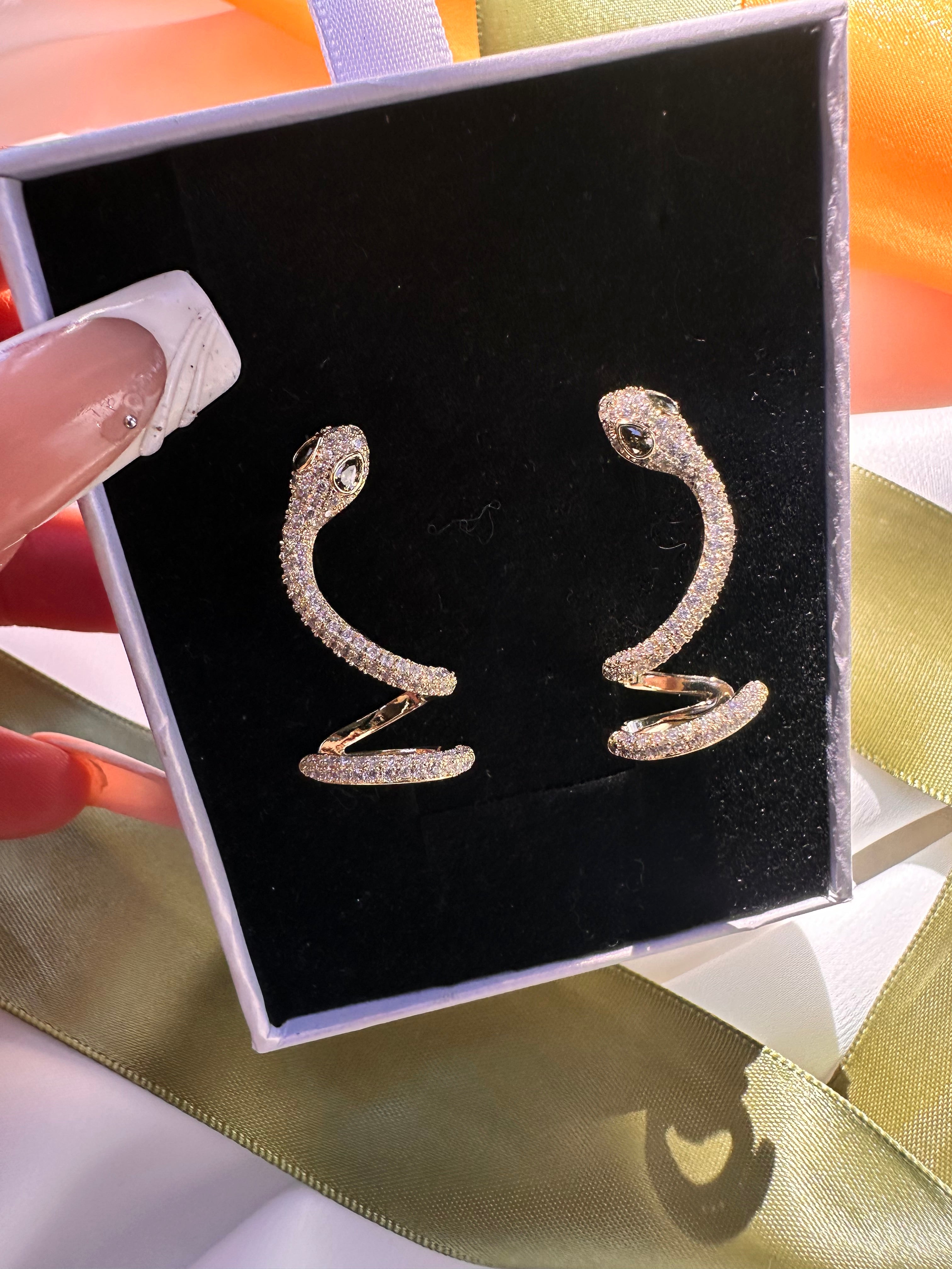 Paved Snake Earrings