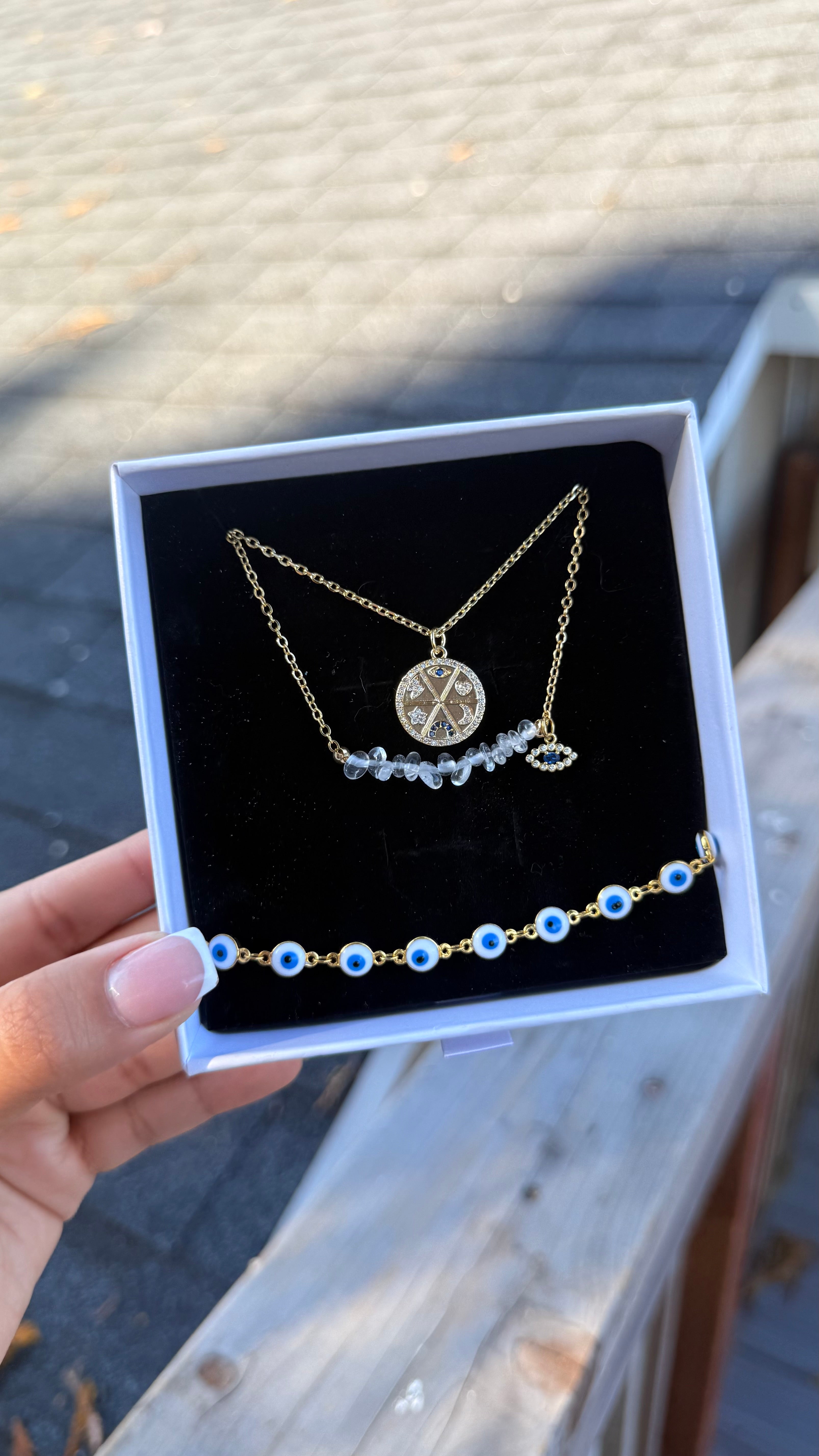 White Protection Quartz Necklace Set