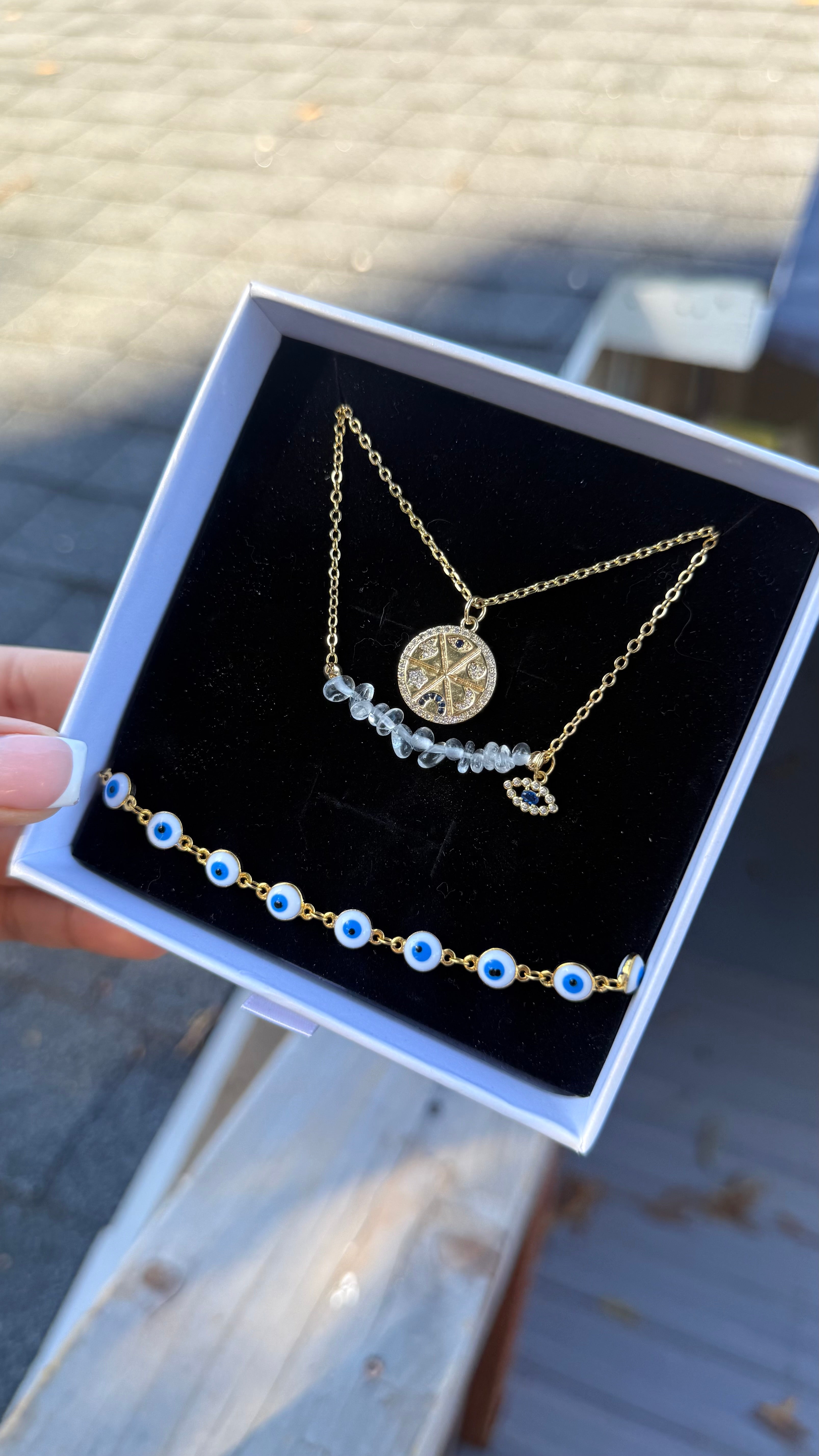 White Protection Quartz Necklace Set