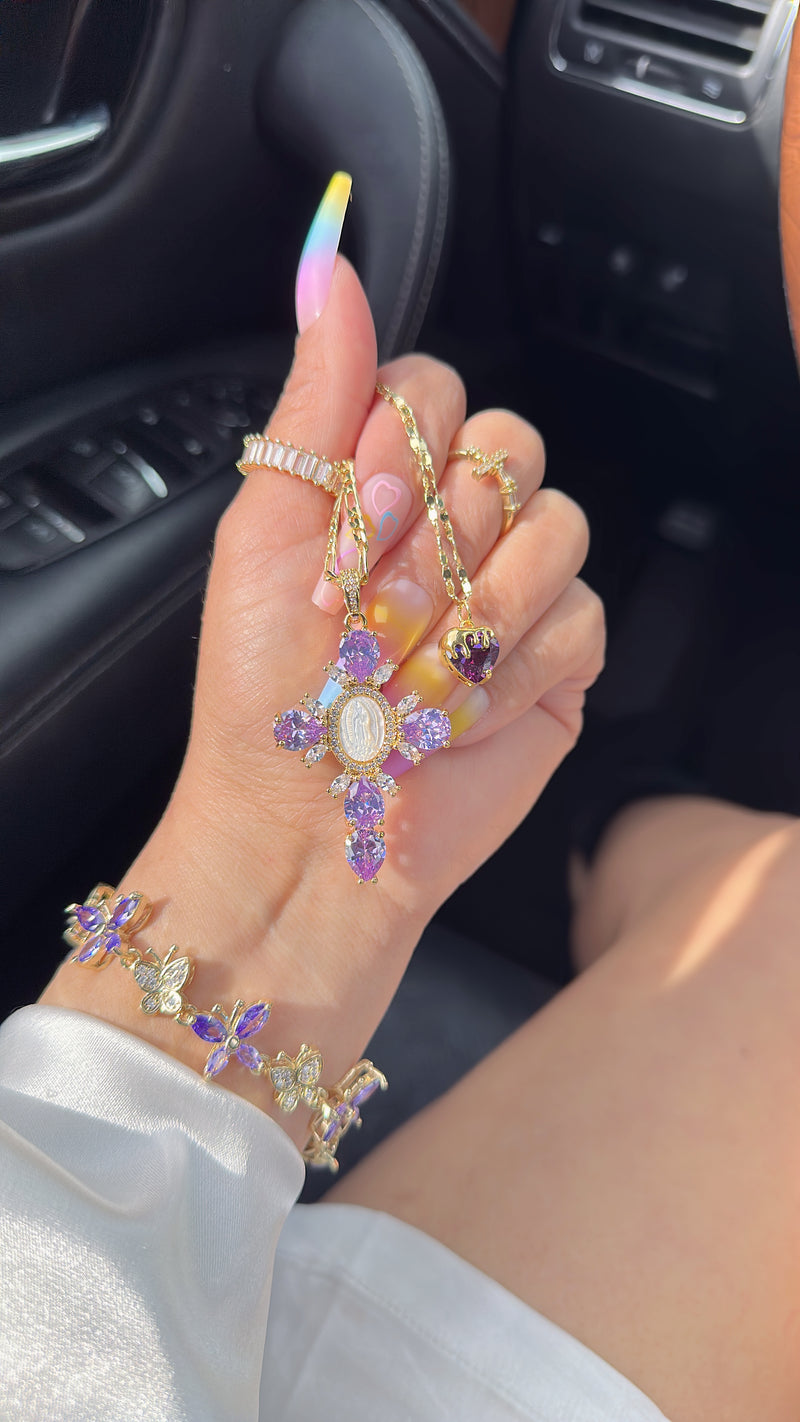 Lavender Passion-Cross Necklace Set