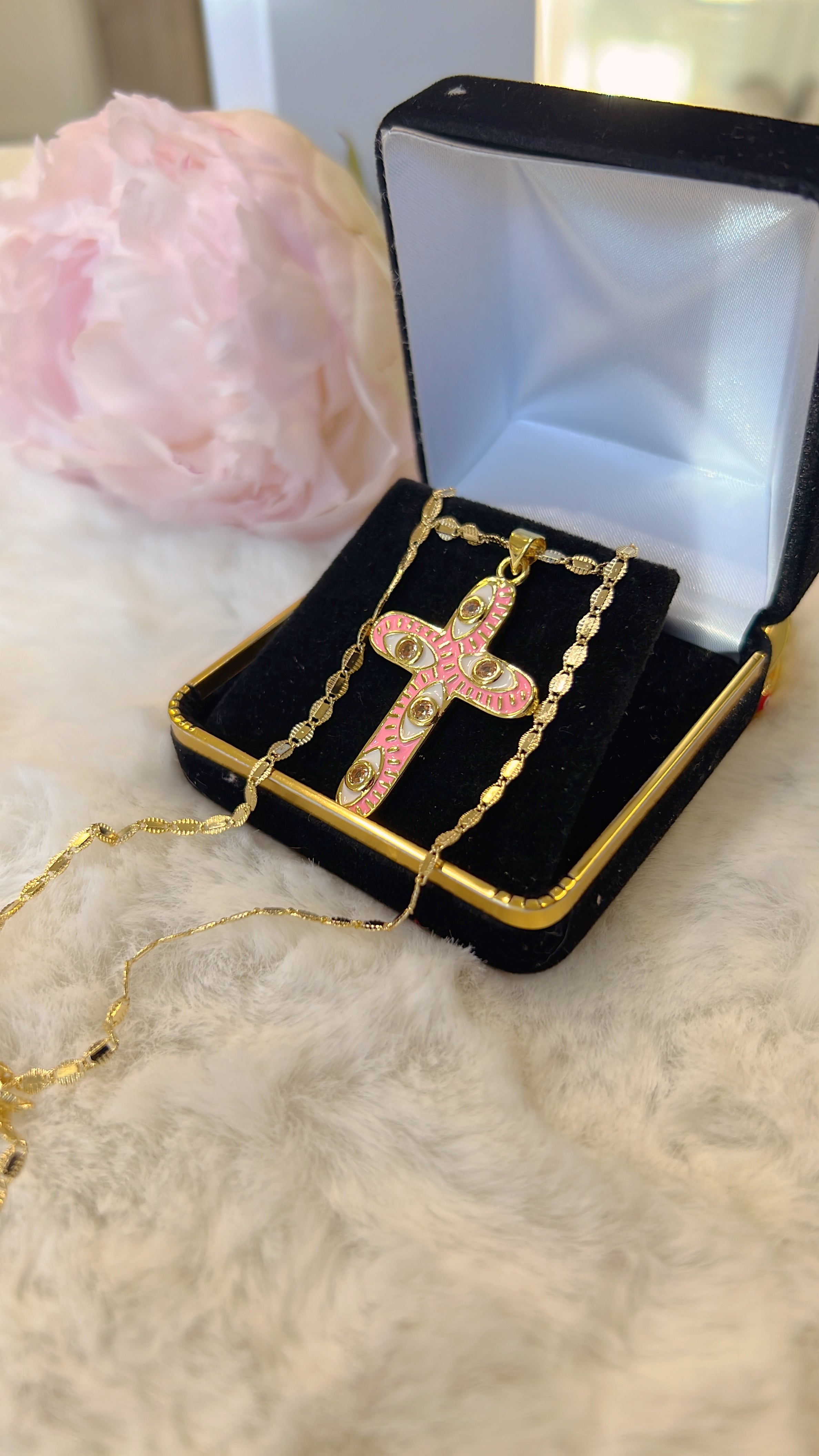 Pink Cross Necklace