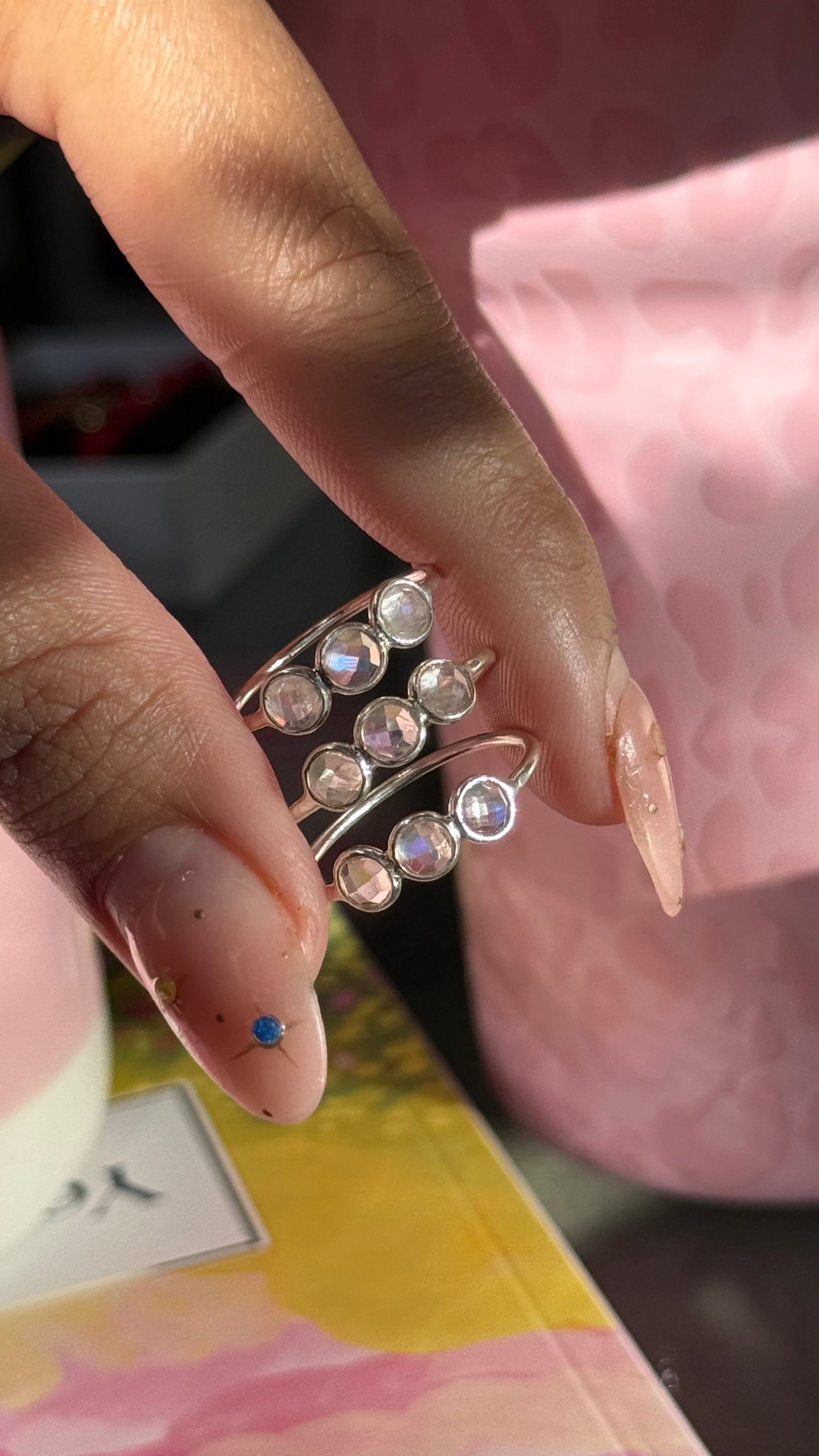 Moon Stone Mini Trio Ring