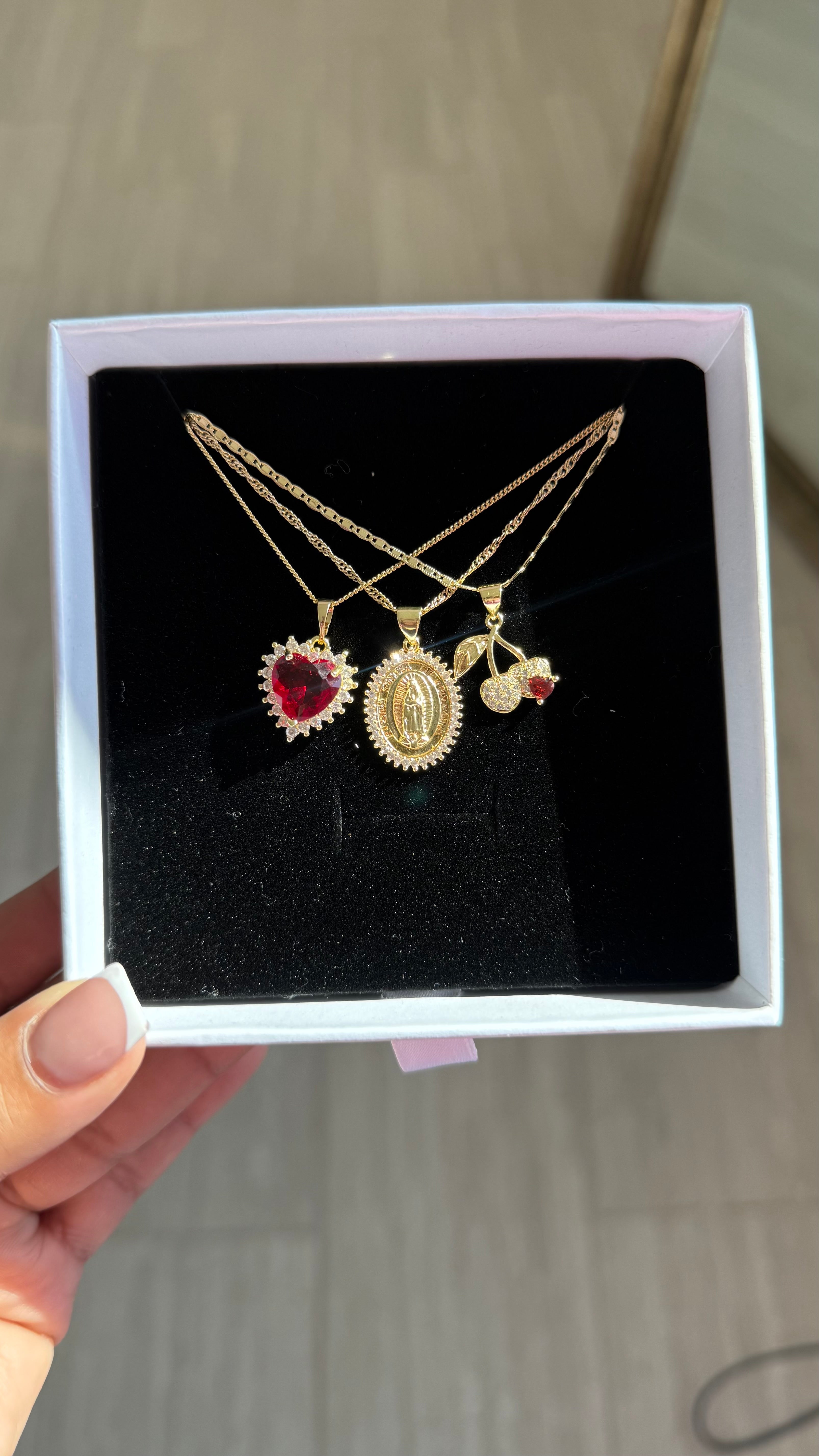 Cherry Lady of Guadalupe Necklace Set