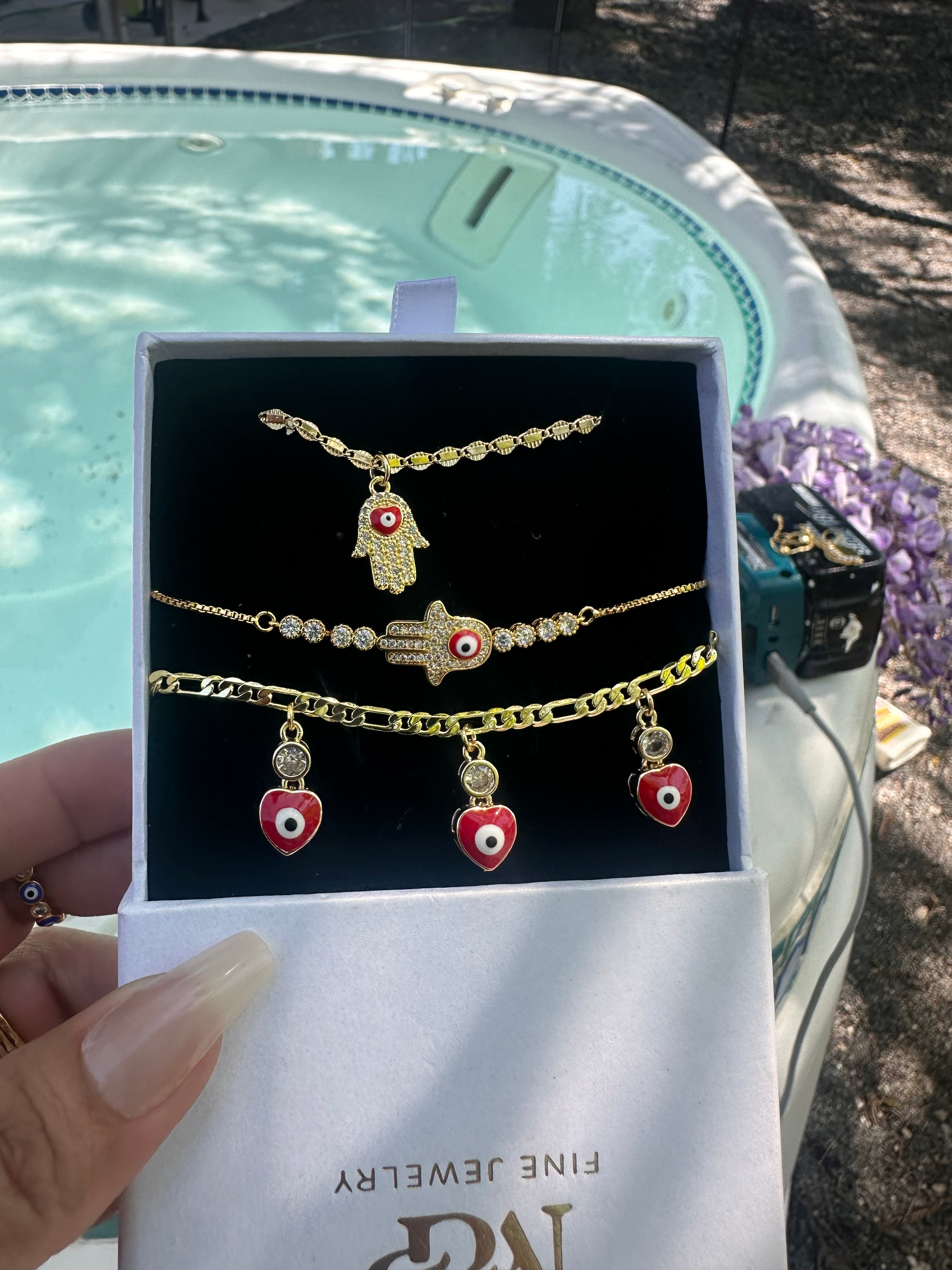 Red Hamsa Evil Eye Necklace Seg
