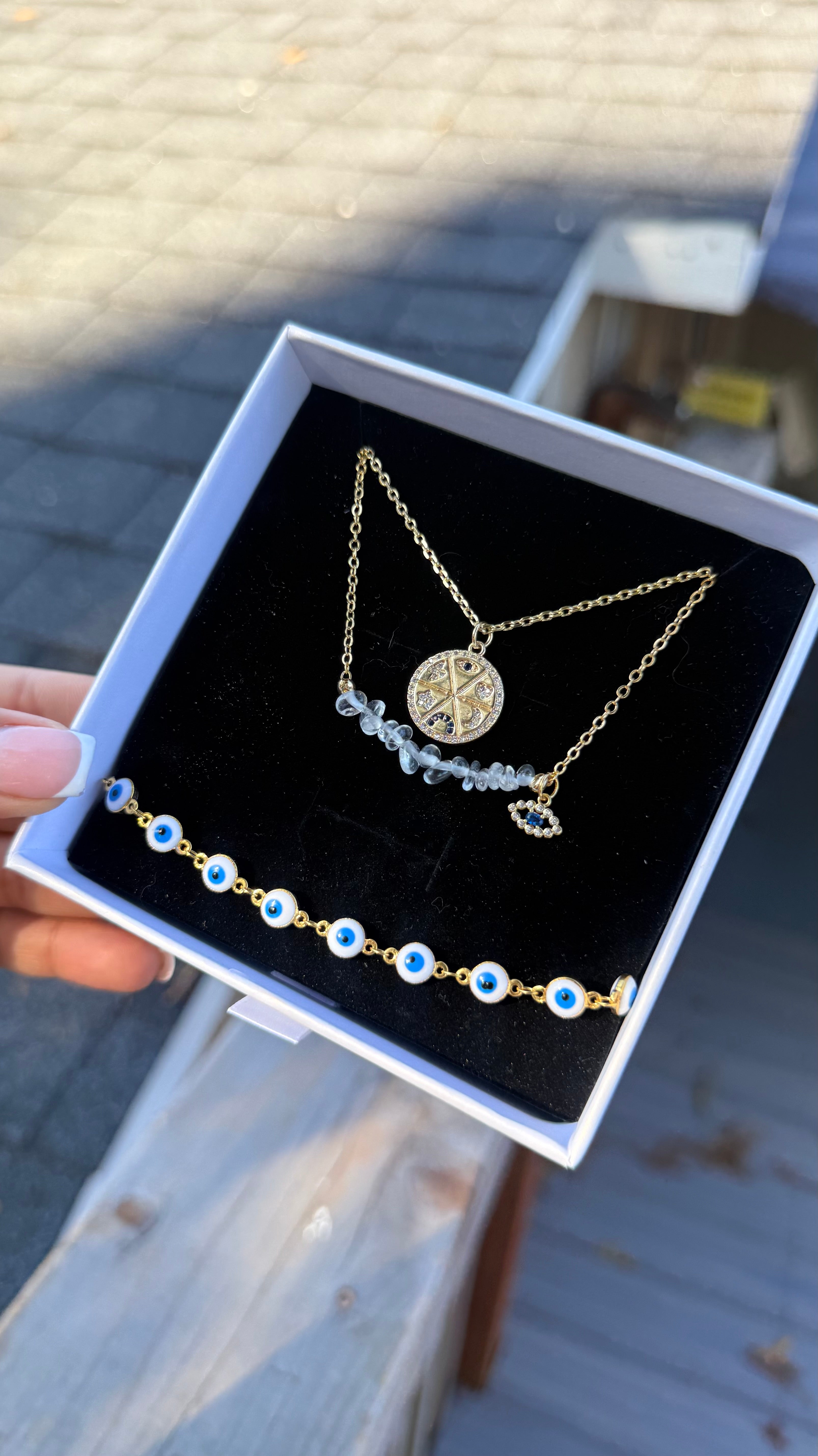 White Protection Quartz Necklace Set