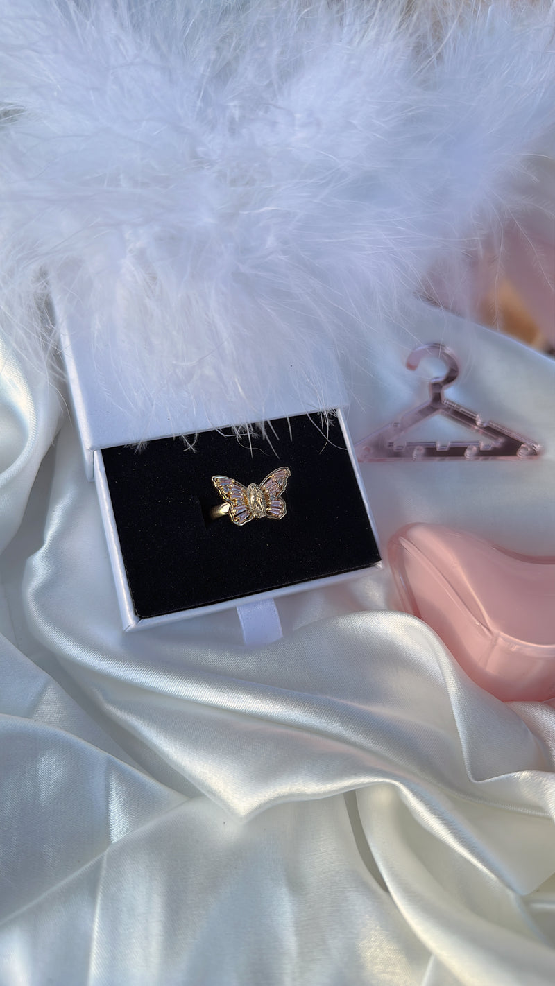 Pink Virgin Mary Butterfly Ring