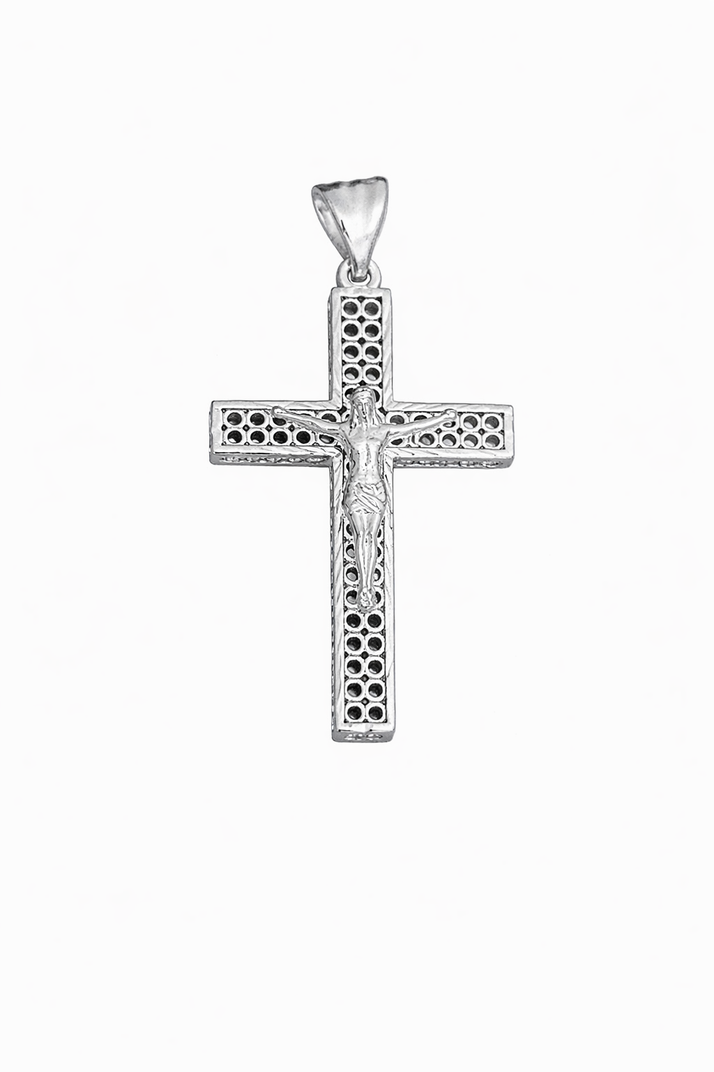 925 Plata Mesh Jesus en la Cruz Pendant