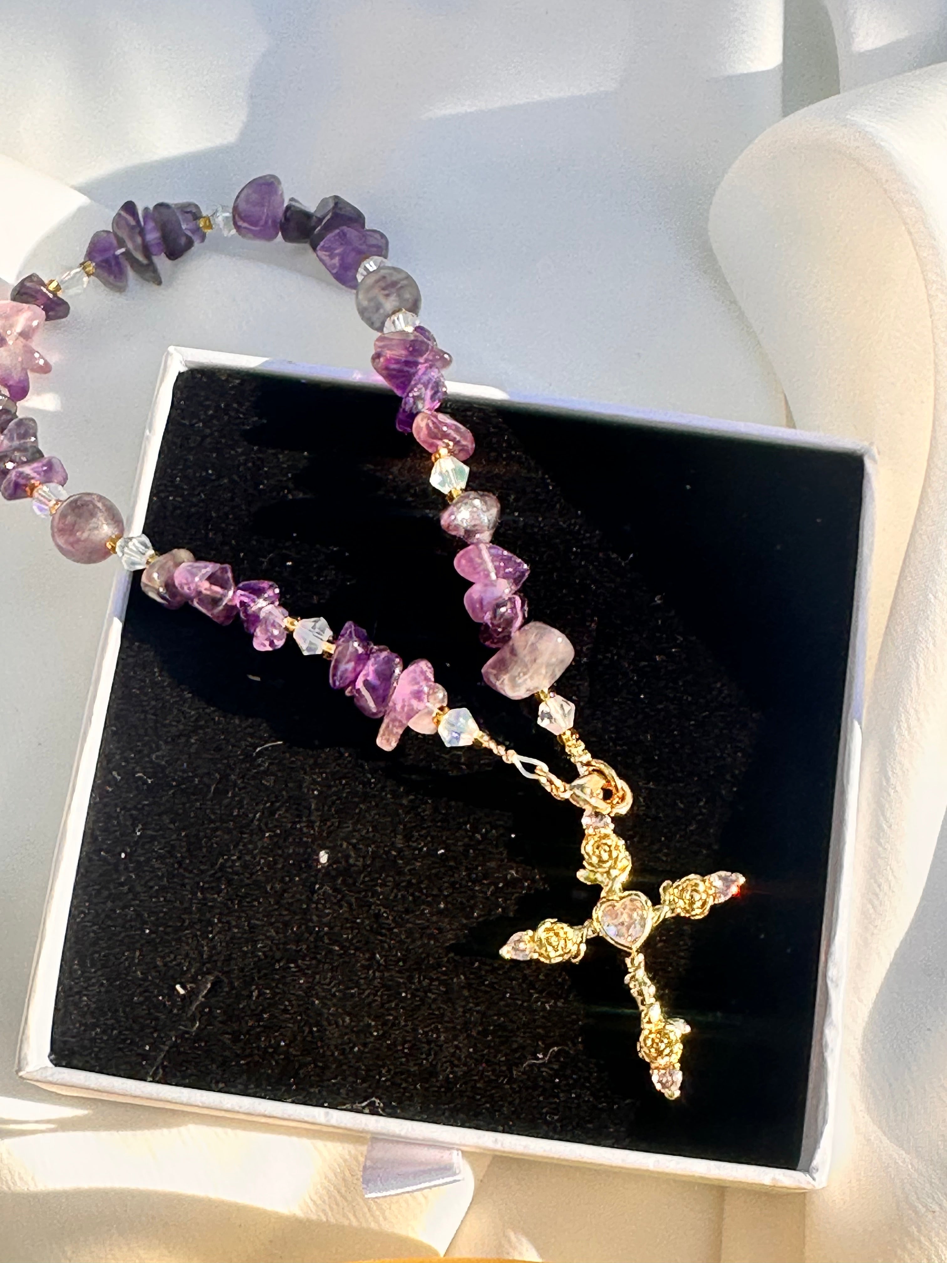 Amethyst Faith Car Rosary